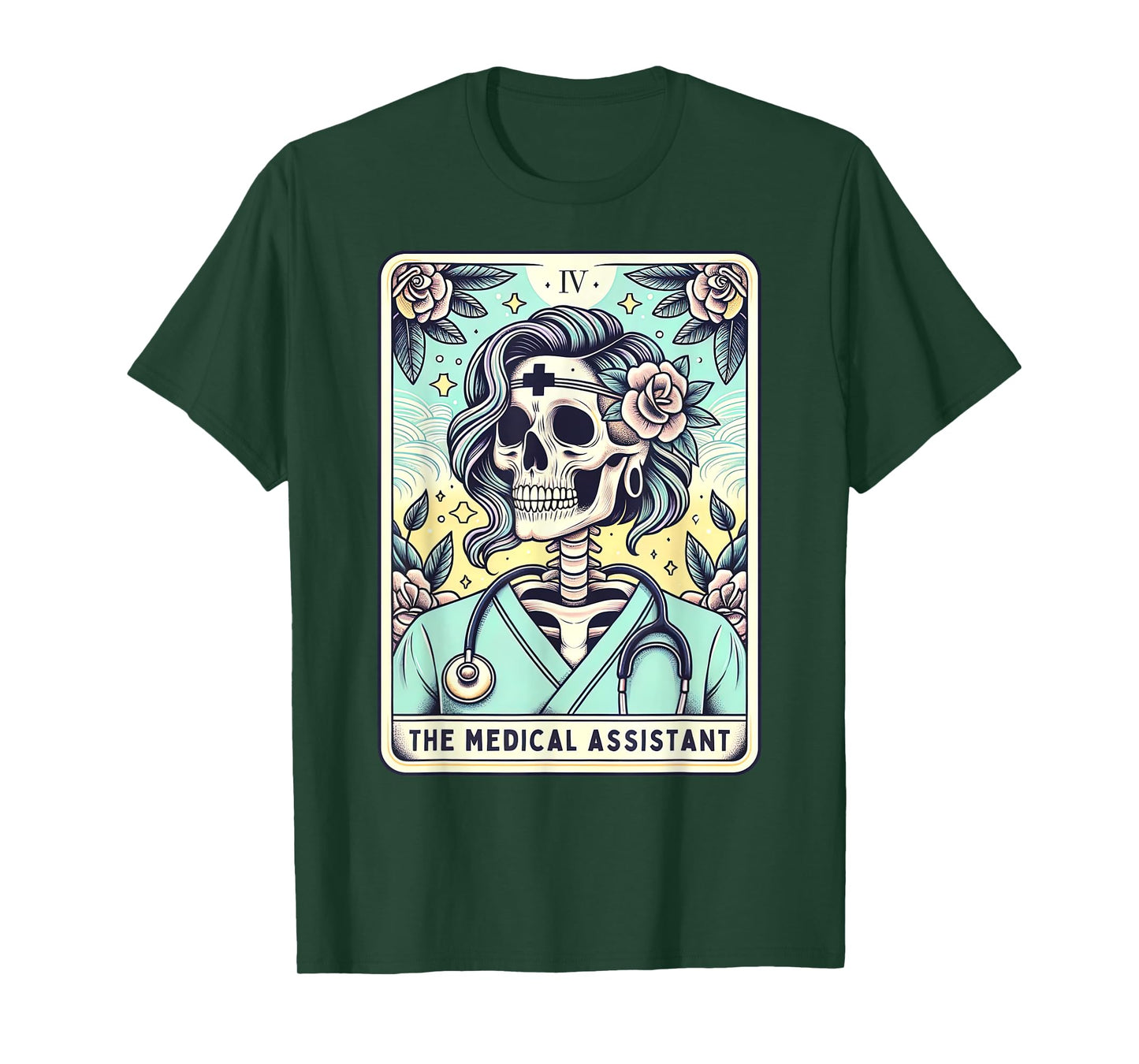 Retro Medical Assistant Tarot Card Skeleton CMA Nurse Witch T-Shirt