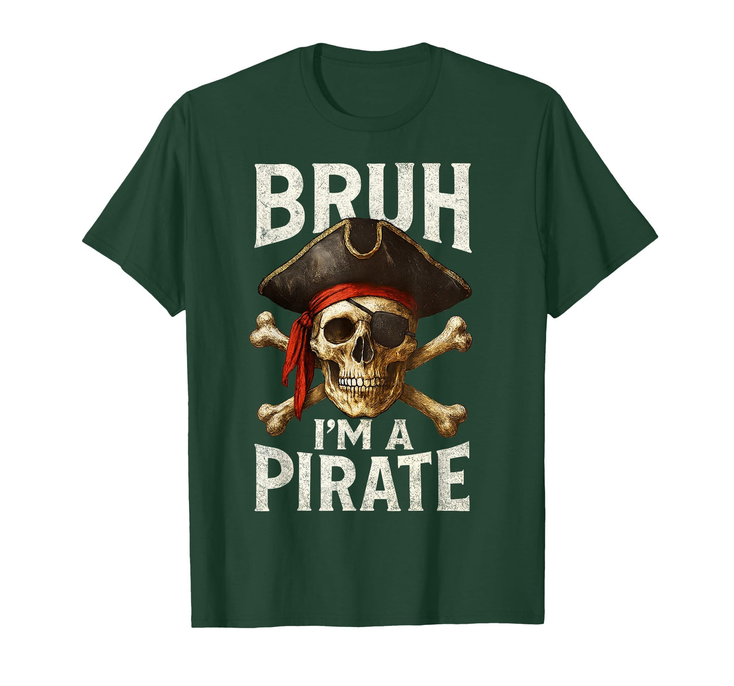 Lazy Halloween Costume Bruh I'm A Pirate Skull Captain Funny T-Shirt