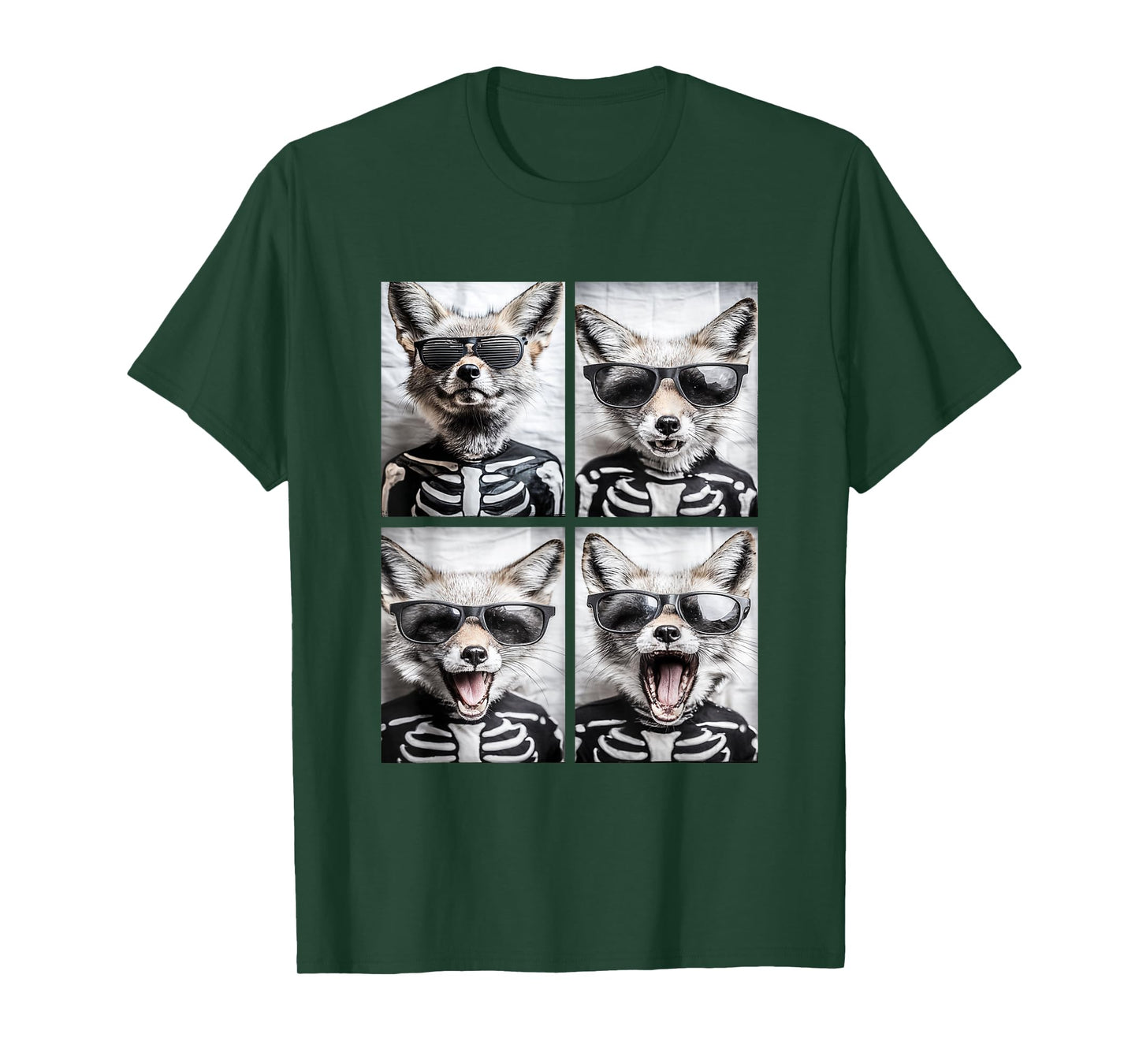 Foxes with Sunglasses Skeleton Costume Funny Halloween Fox T-Shirt