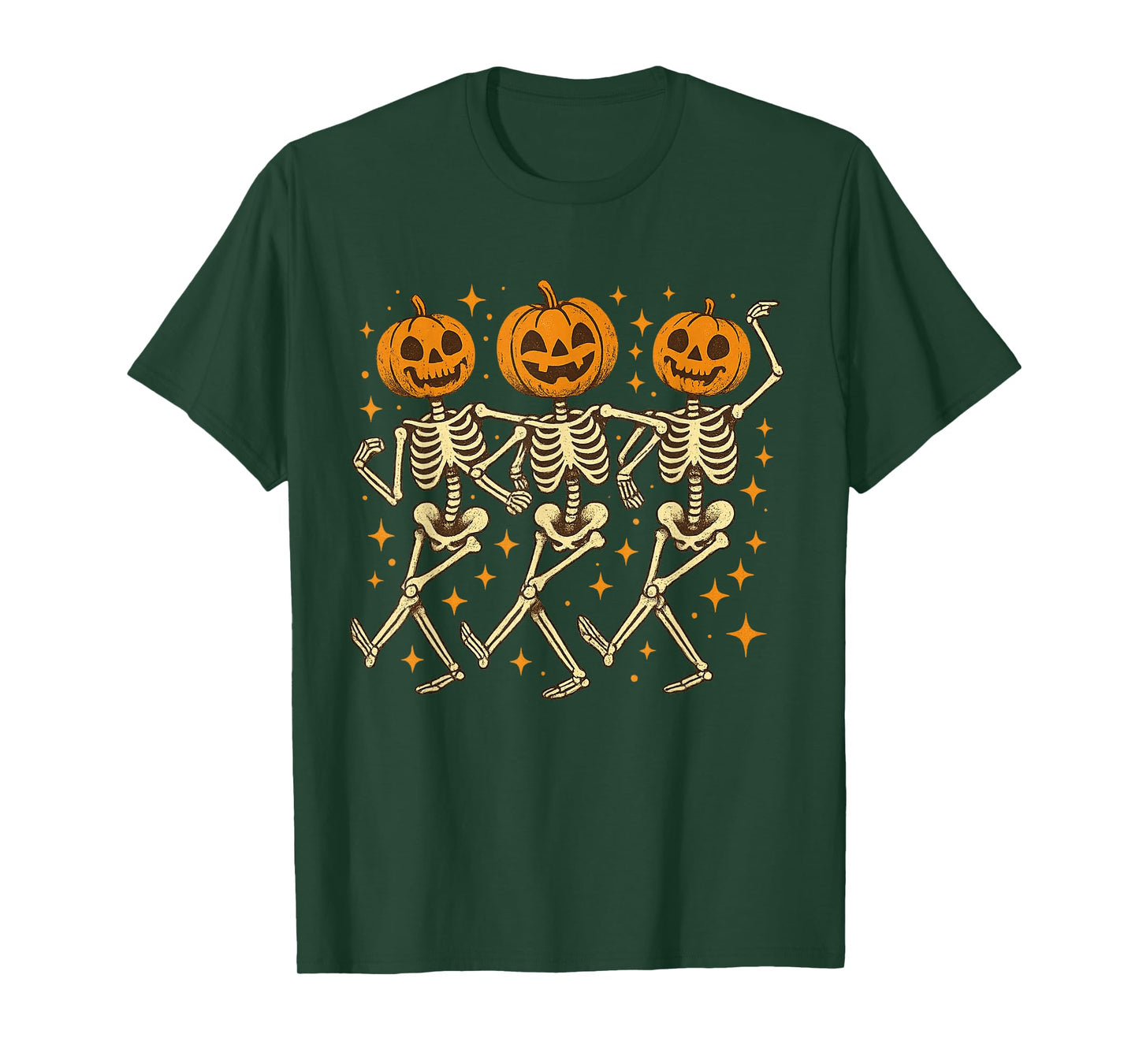 Pumpkin Skeleton Dancing Halloween Spooky Season Men Women T-Shirt