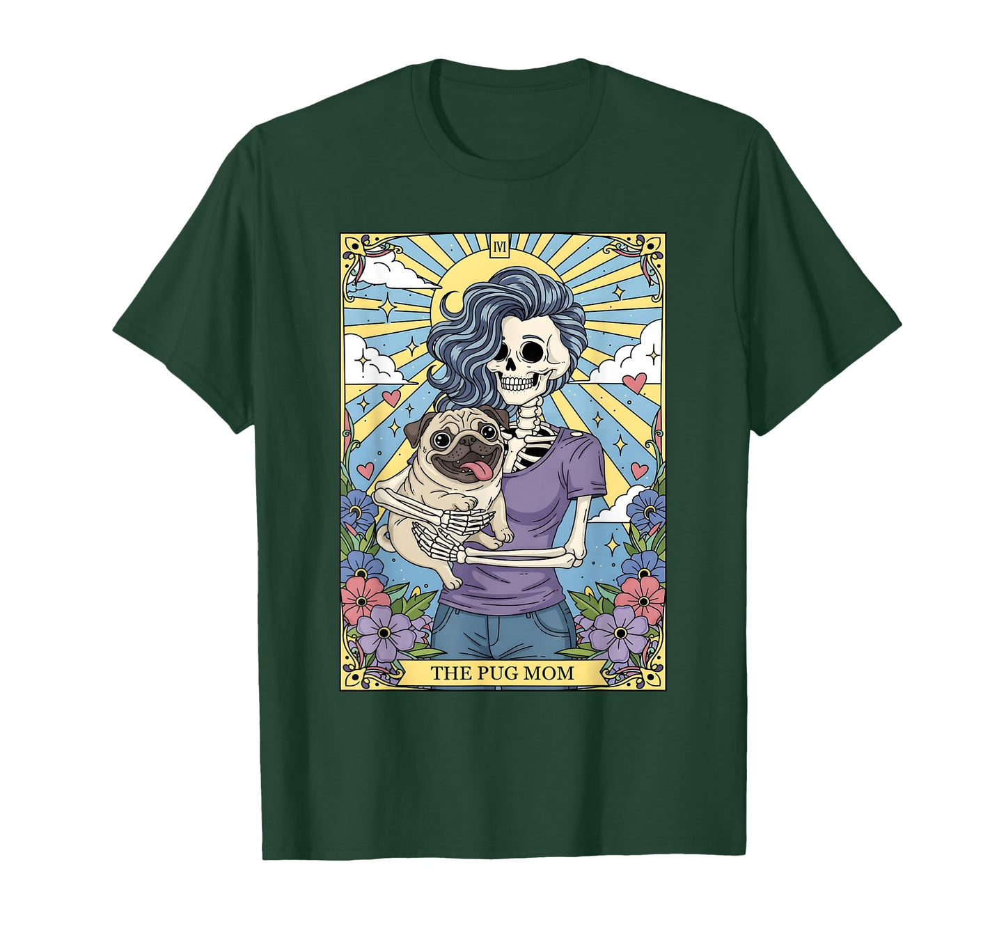 Pug Tarot Card Halloween Costume Skeleton T-Shirt