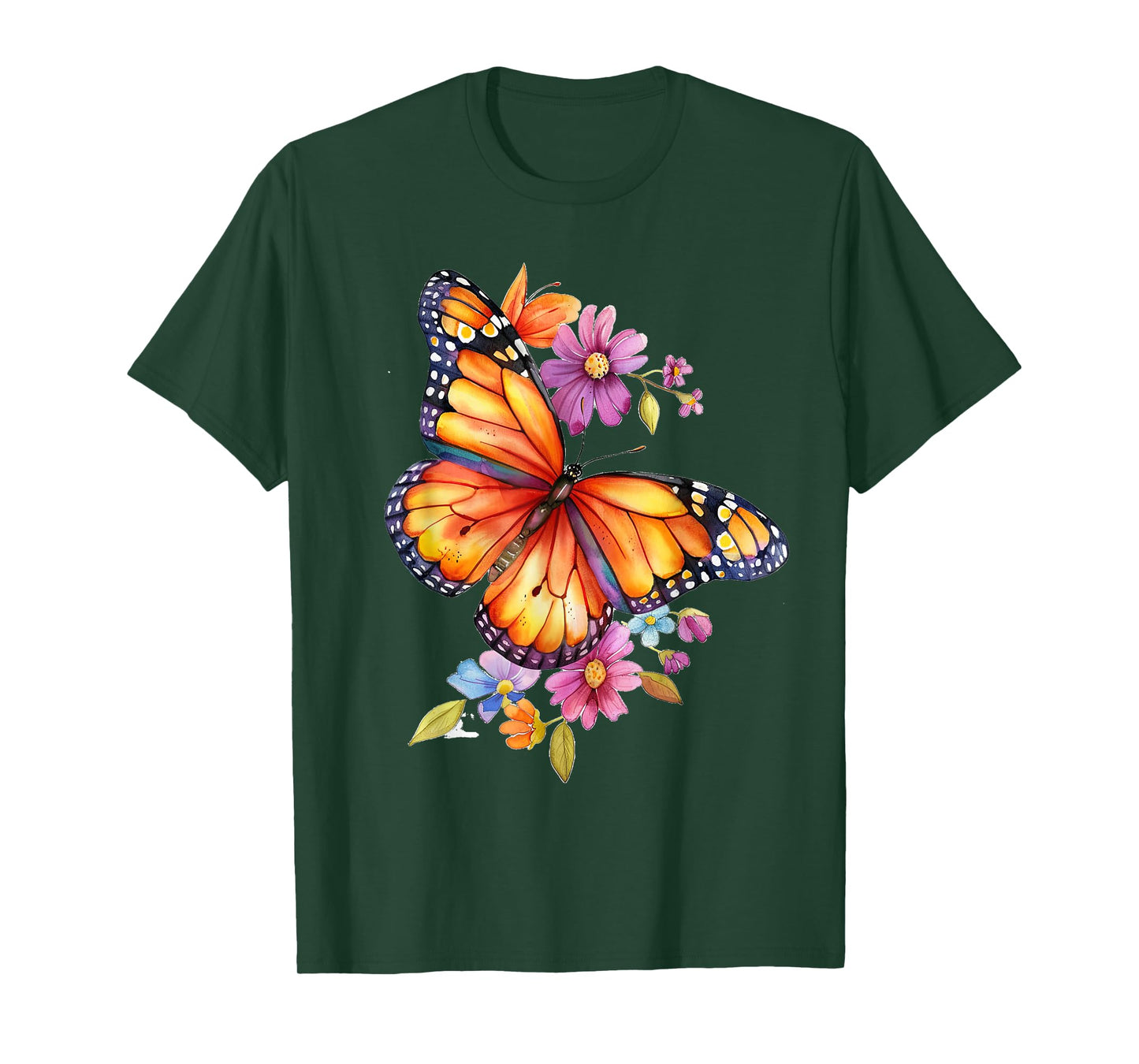 Butterfly with Flowers Cute Butterflies Girl Daughter T-Shirt