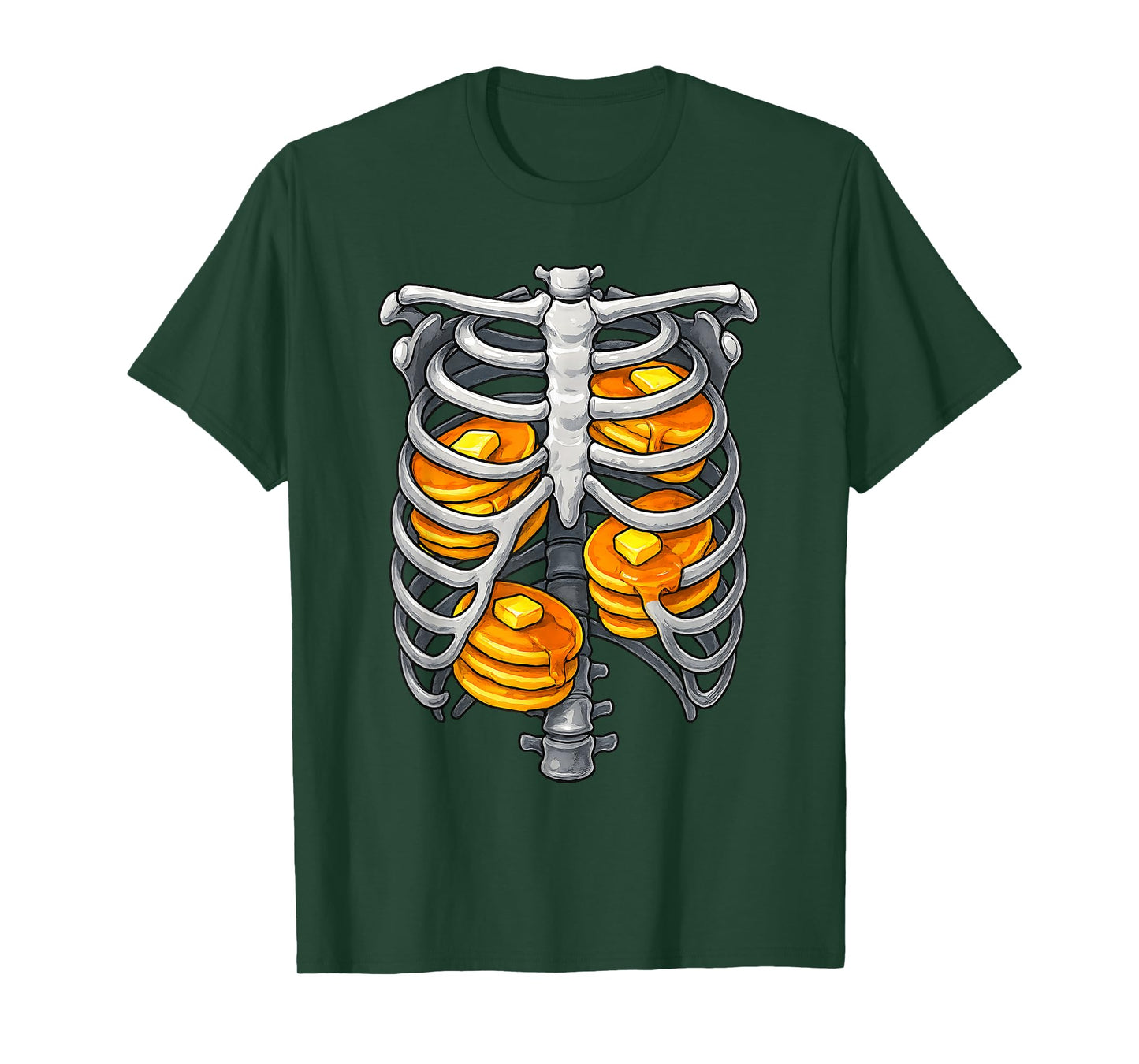 Skeleton Rib Cage Pancake Lovers Skull Halloween Costume T-Shirt