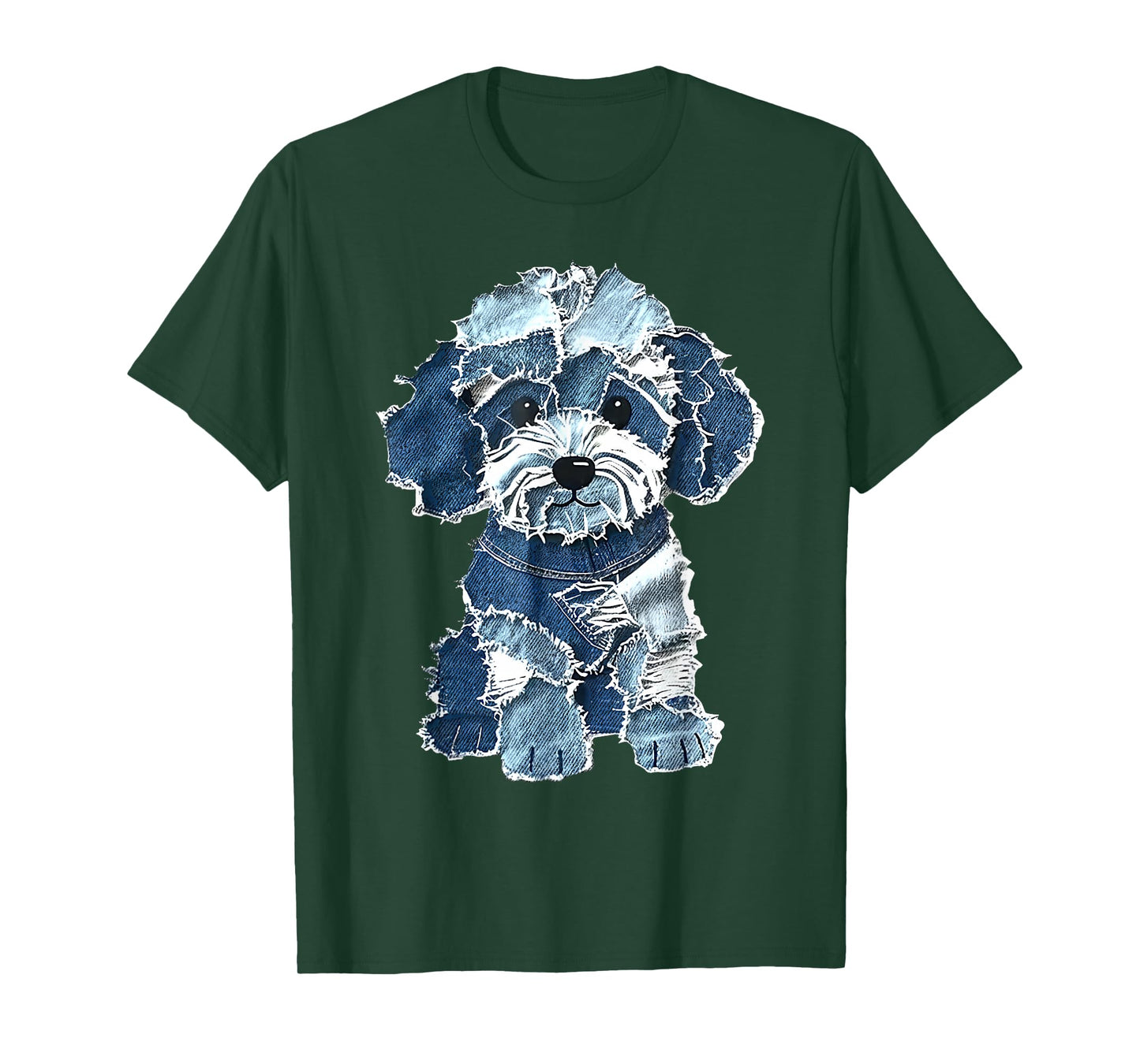 retro denim patch poodle dog art artistic T-Shirt