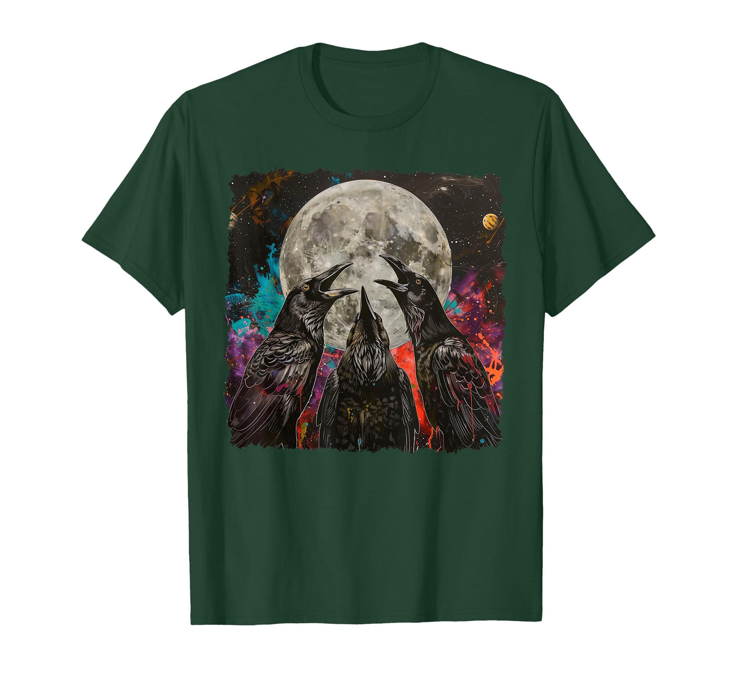 Crow Raven Howling Moon T-Shirt