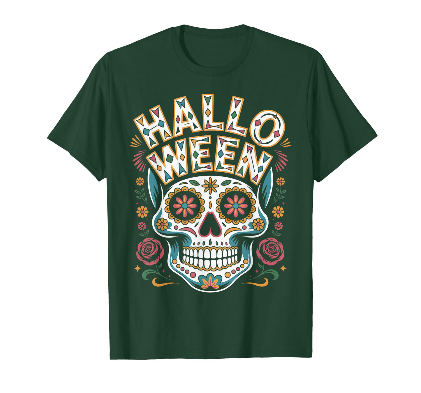 Spooky Mexican Sugar Skull Halloween Shirt Scary Design T-Shirt