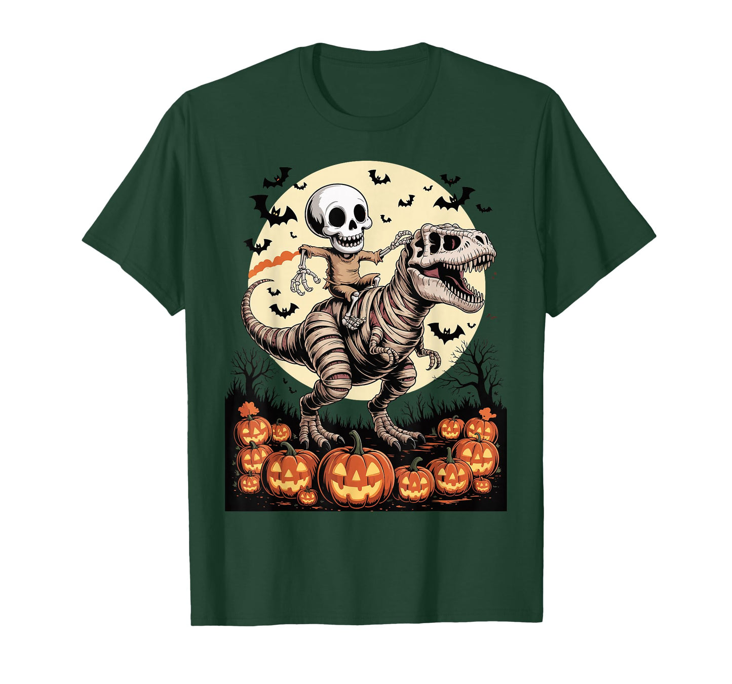 Halloween Skeleton Riding T-Rex Dinosaur T-Shirt