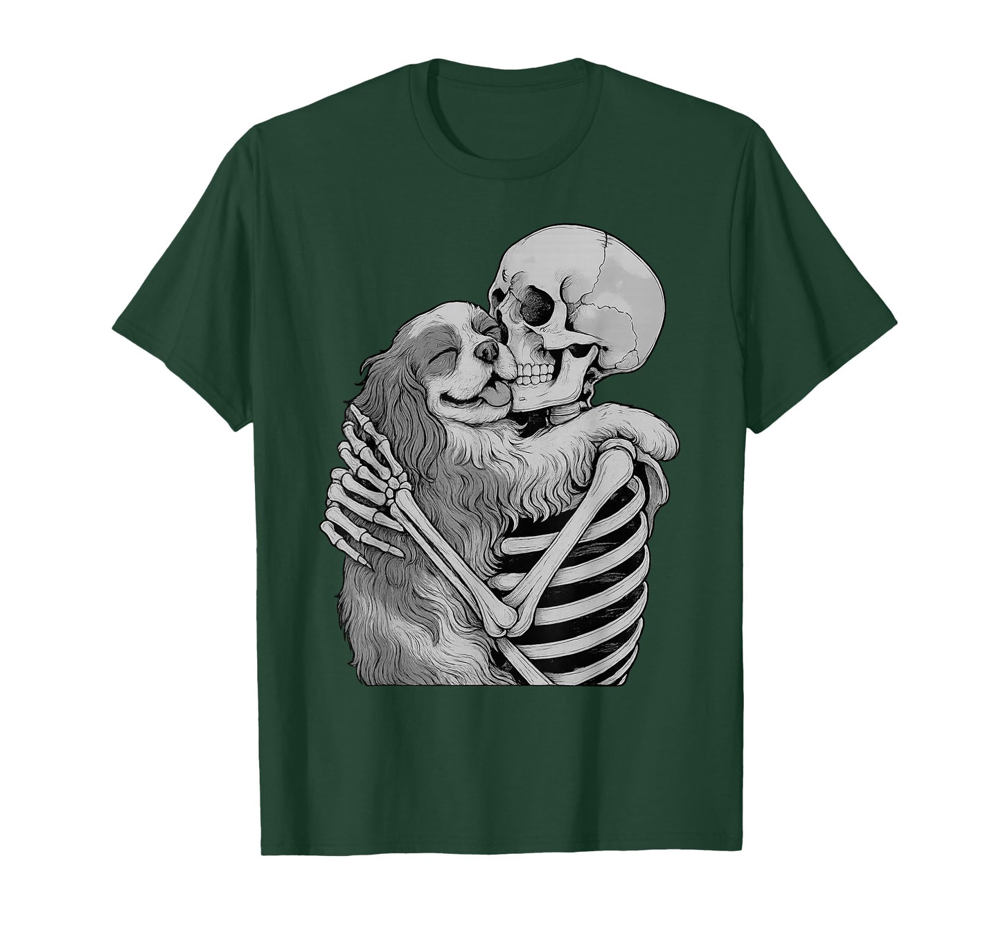 Cavalier King Charles Spaniel Skeleton Hug Halloween Dog T-Shirt