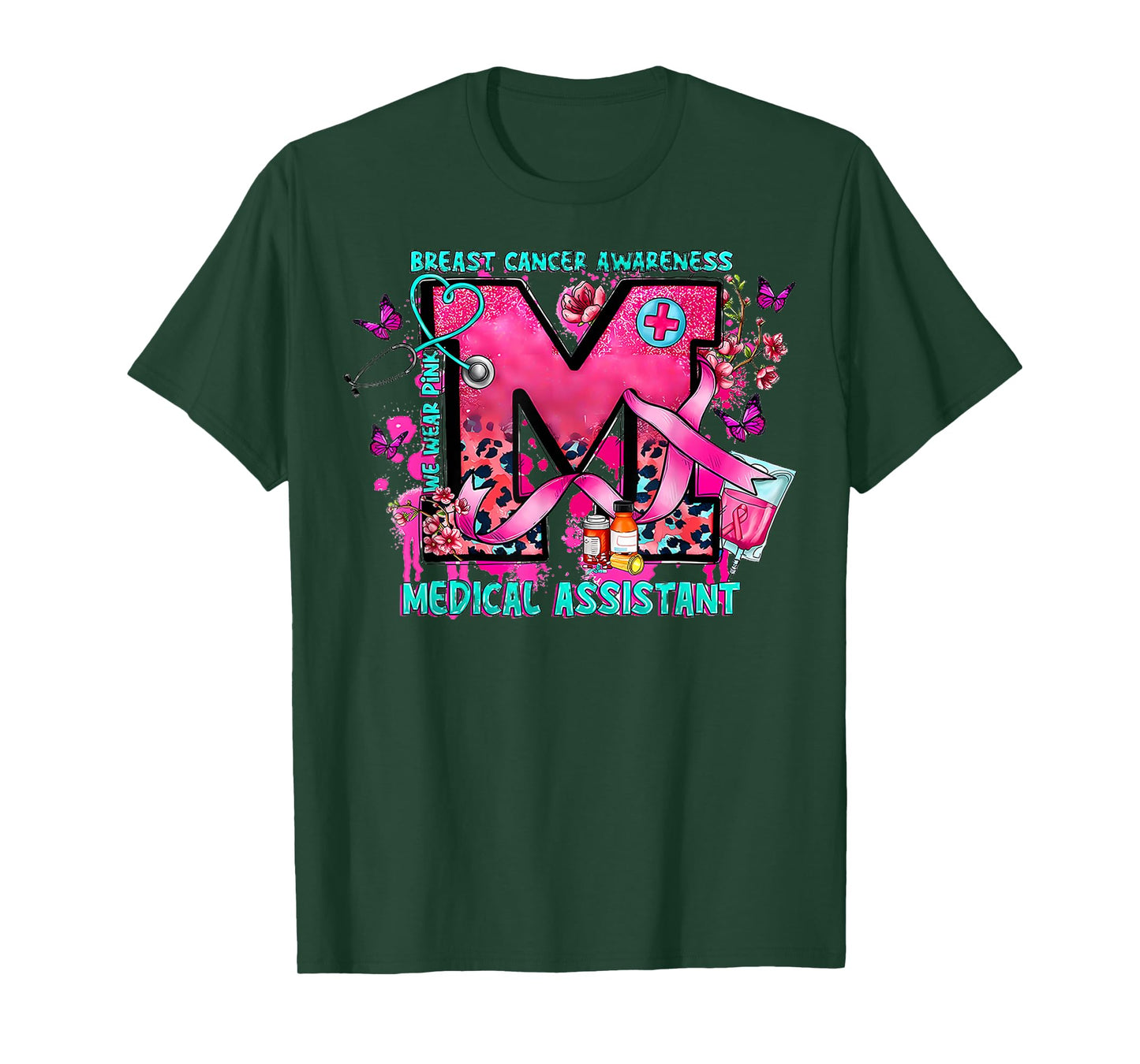 MA Medical Assistant In October We Wear Pink Breast Cancer T-Shirt