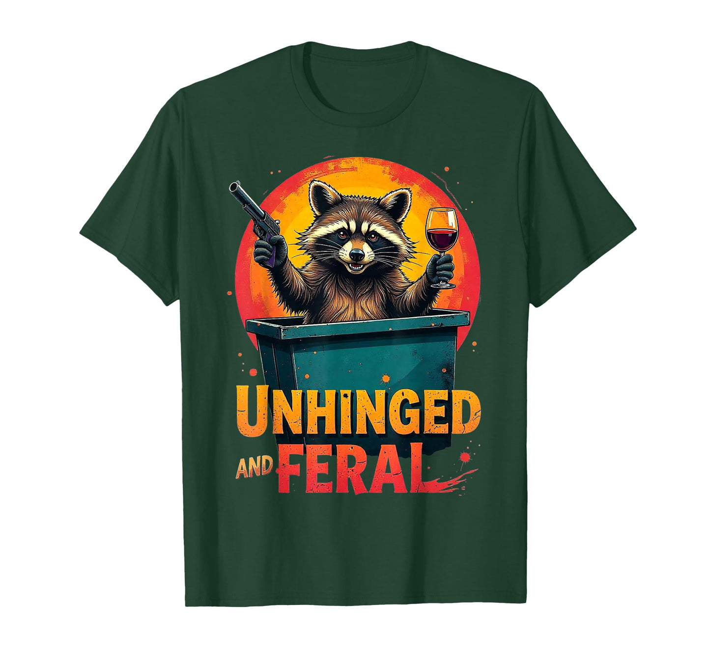 Funny Vintage Raccoon Unhinged and Feral Wild Animal T-Shirt