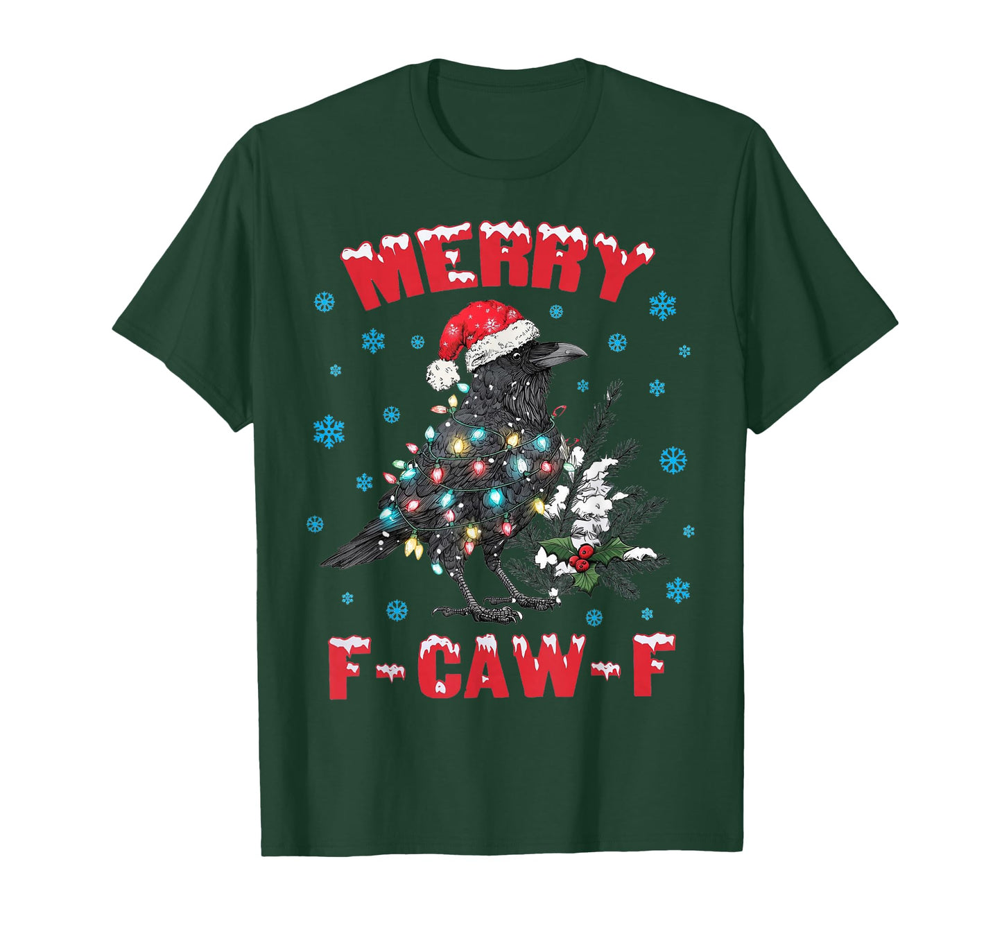 Merry Christmas F-Caw-F Crow Vintage Santa Black Bird Meme T-Shirt