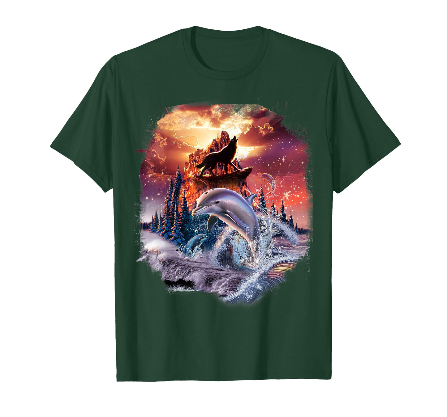 Wolf and Dolphin, Wolves and Dolphins, Beach Mountain T-Shirt