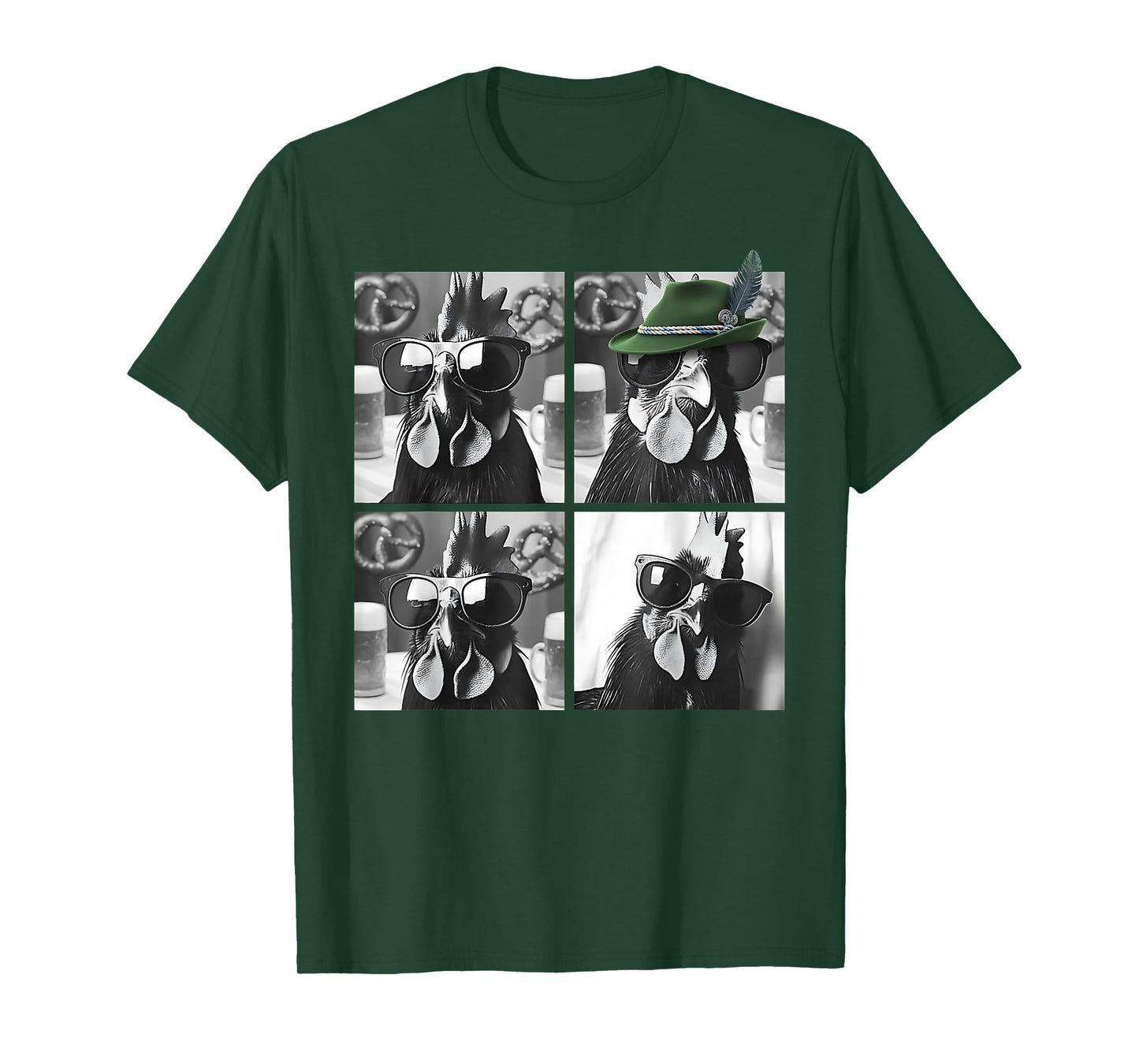 Rooster Wearing Sunglasses Photobooth Selfie Farm Chicken T-Shirt