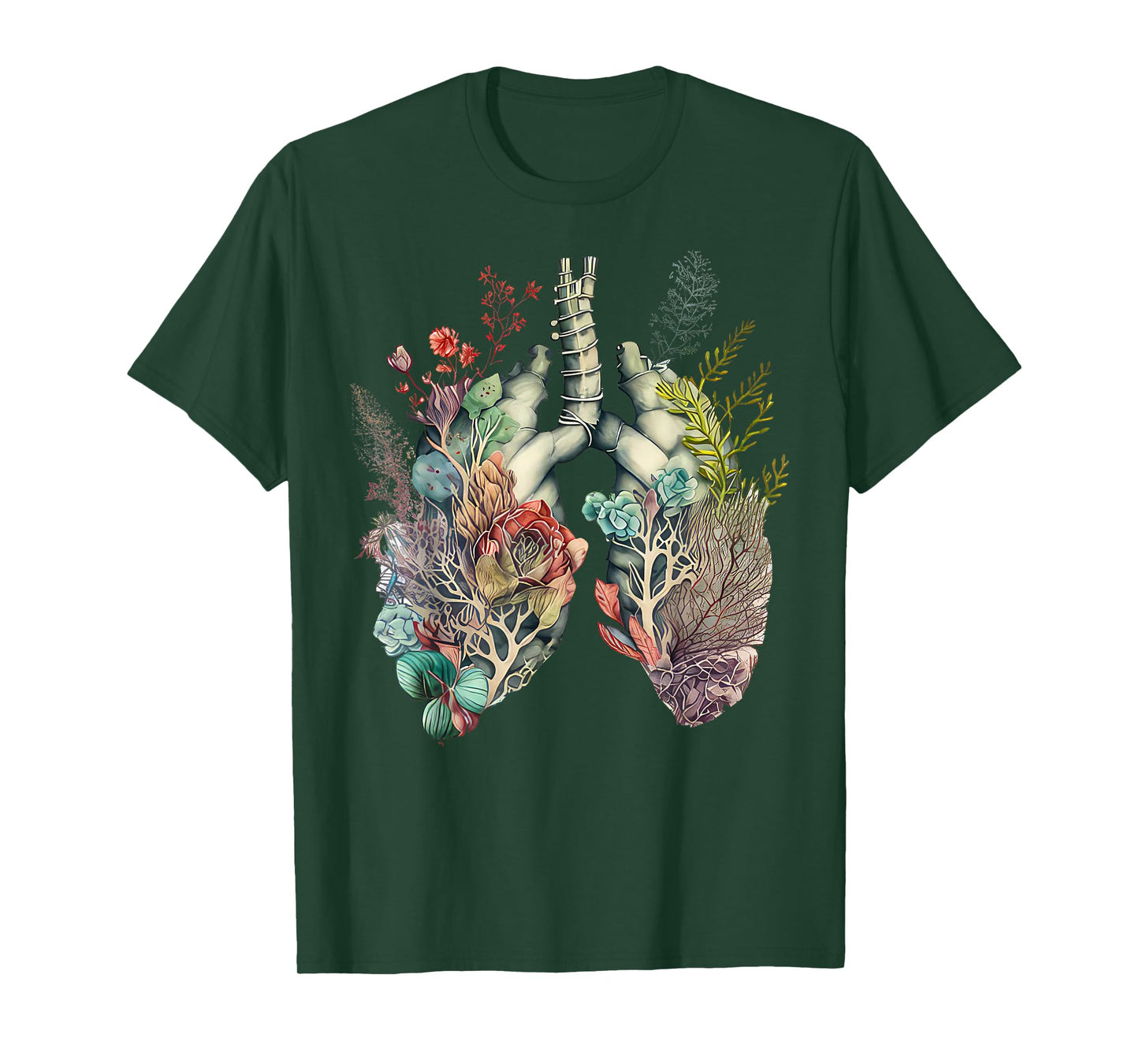 Anatomy Floral Lung RT Respiratory Therapy Pulmonologist T-Shirt