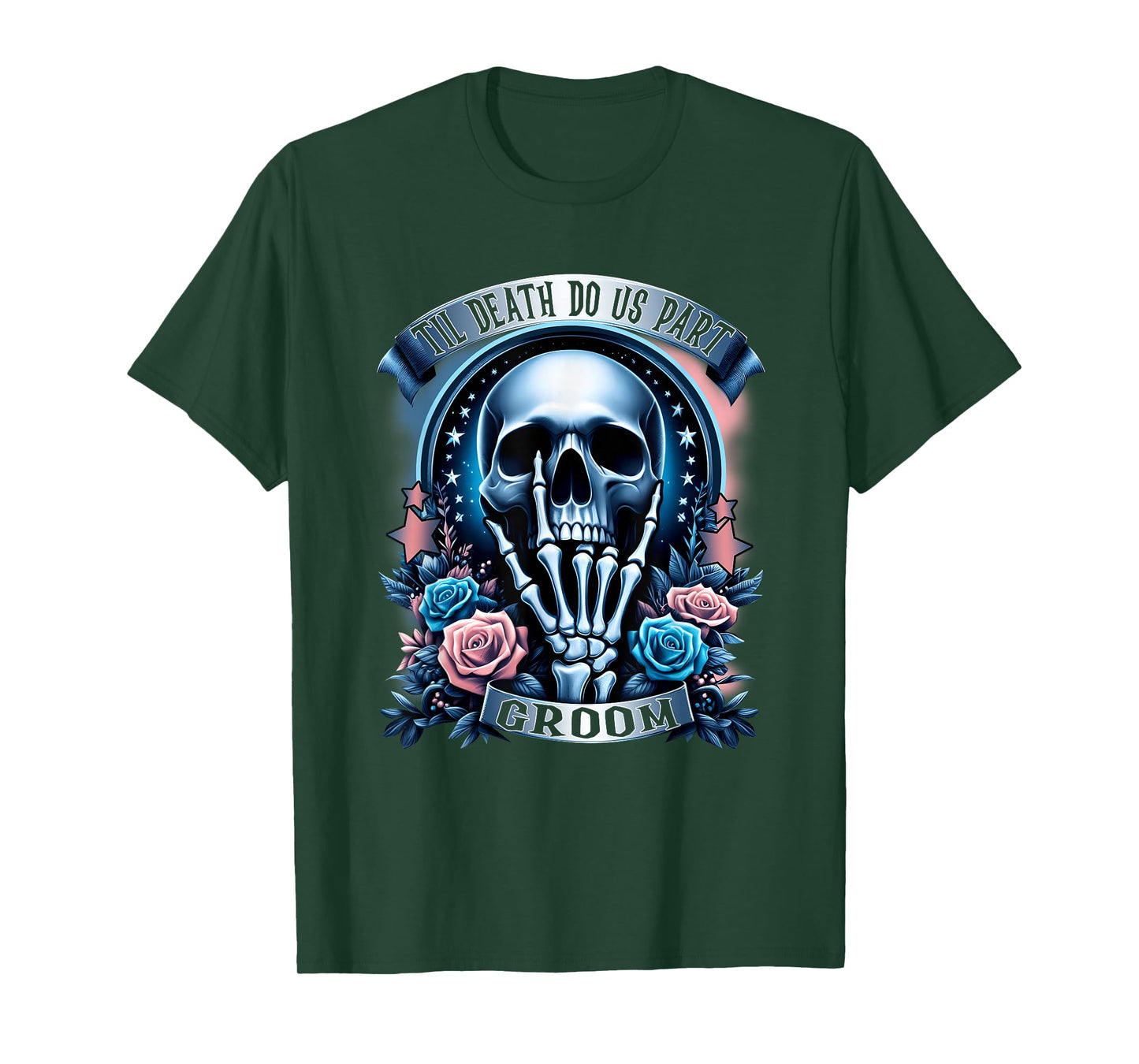 Groom Bride Skeleton Gothic Halloween Engagement Wedding T-Shirt