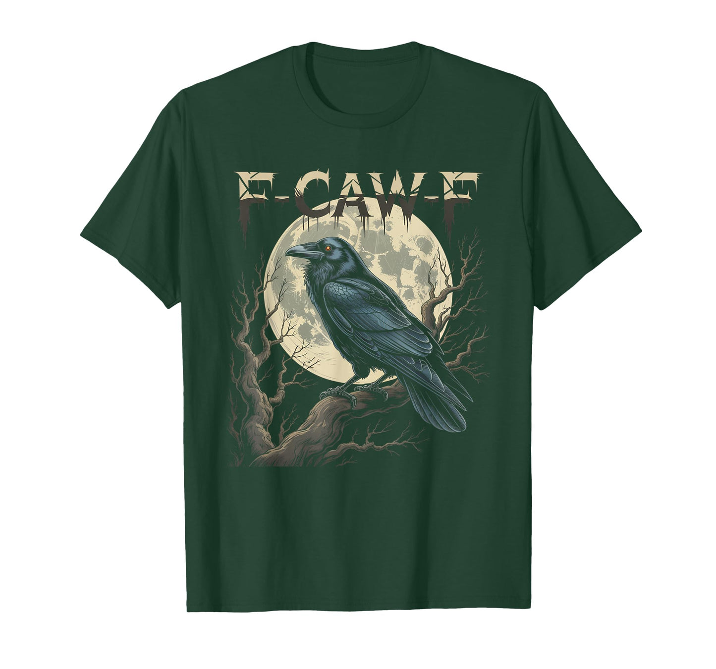 Black Crow, F-Caw-F Funny Black Bird Moon Gothic Adult Humor T-Shirt