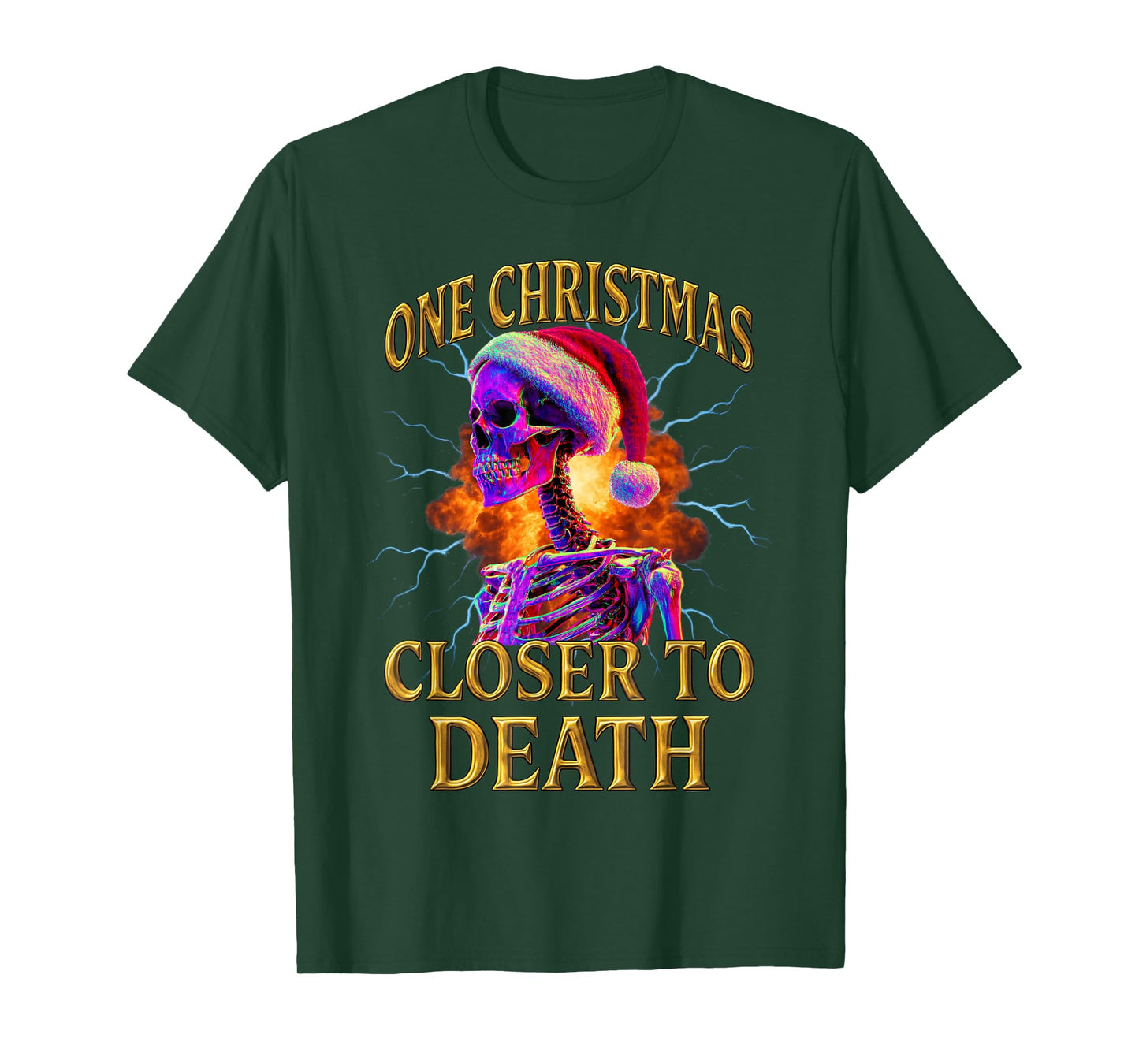 Funny Unhinged Christmas Skeleton Nihilism T-Shirt