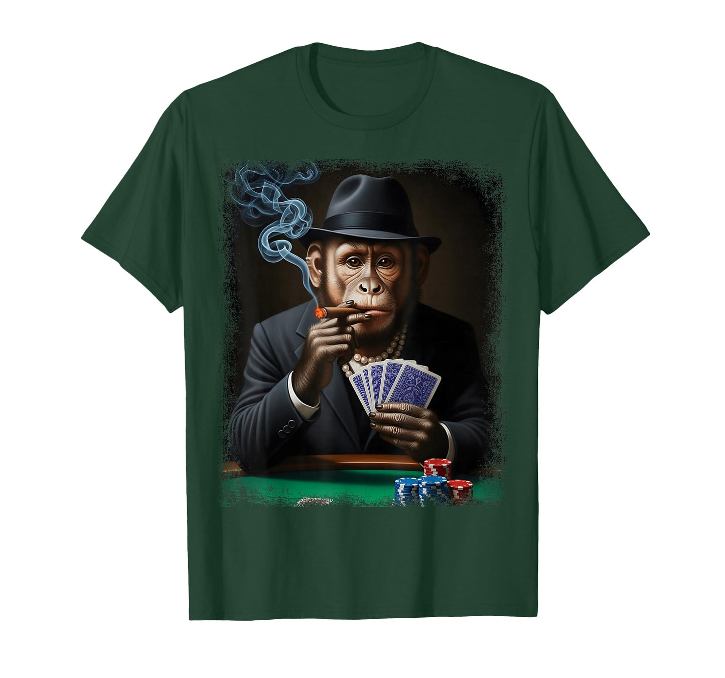 Gambling Casino Cool Monkey in Suit Funny Poker Animal T-Shirt