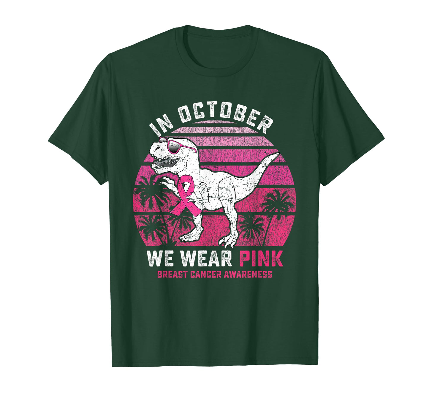 Pink Ribbon Dino Breast Cancer Awareness Kids Toddler Boys T-Shirt