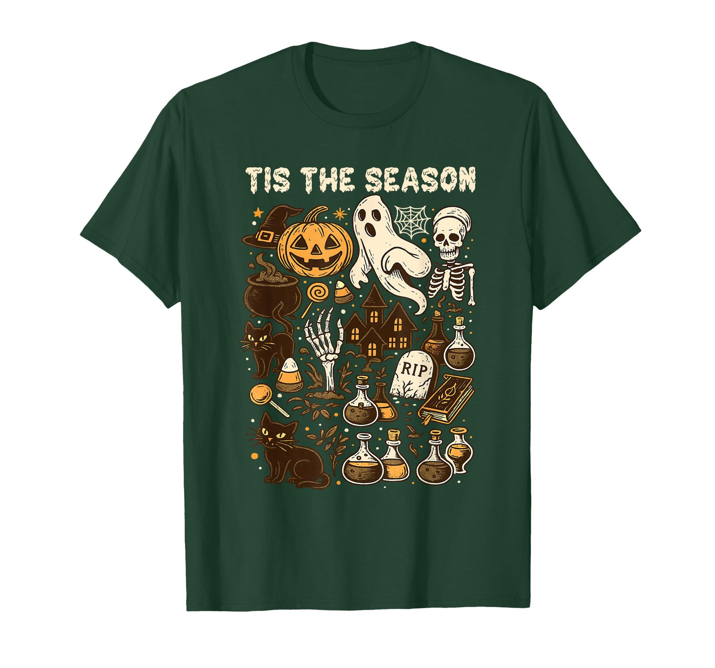 Tis The Season Vintage Spooky Fall with Pumpkin, Ghost, T-Shirt