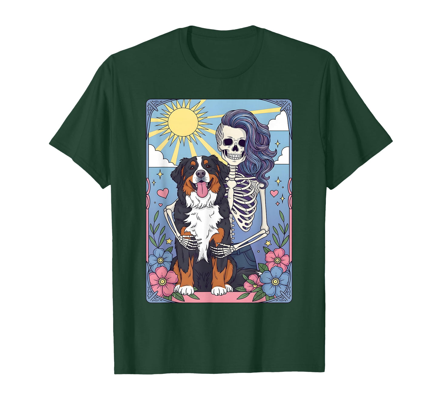 Bernese Mountain Tarot Card Halloween Costume Skeleton T-Shirt