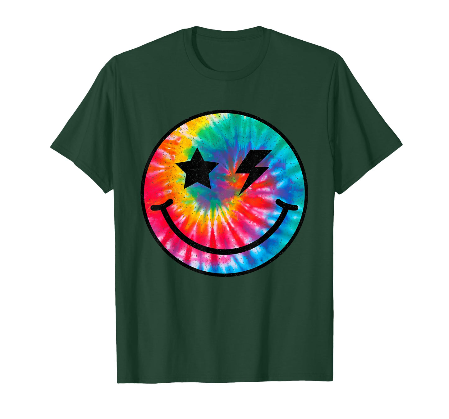 Retro Happy Face Tie Dye Checkered Pattern Smile Face Trendy T-Shirt