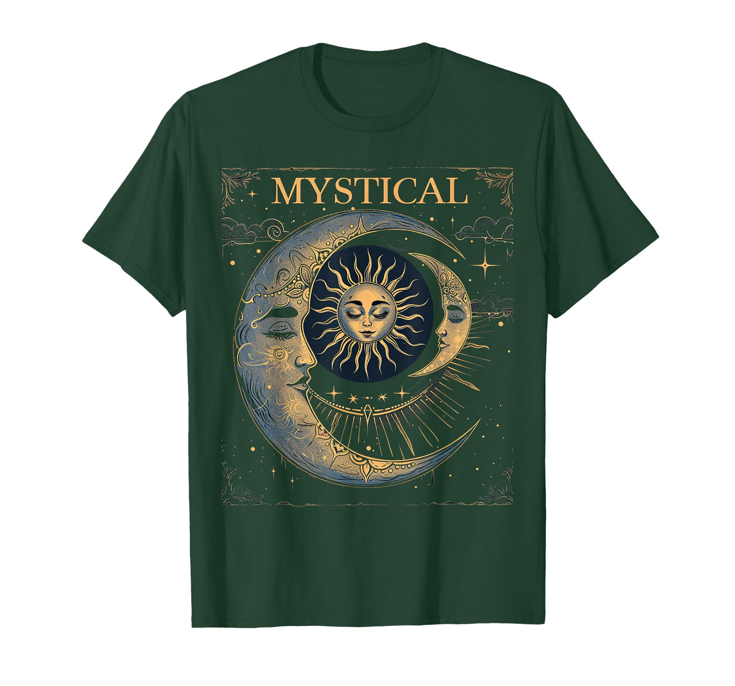 mystical sun and moon woman mystic flowers aesthetic T-Shirt