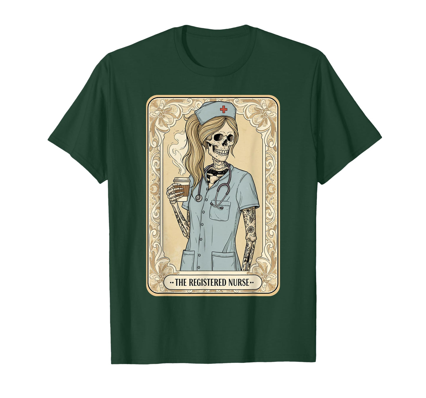 Tarot Card Registered Nurse Stethoscope Skeleton RN Nursing T-Shirt