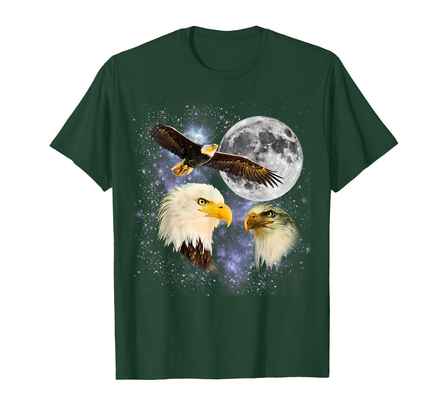 Three Bald Eagle Moon Meme Funny American Bird Eagles Lover T-Shirt
