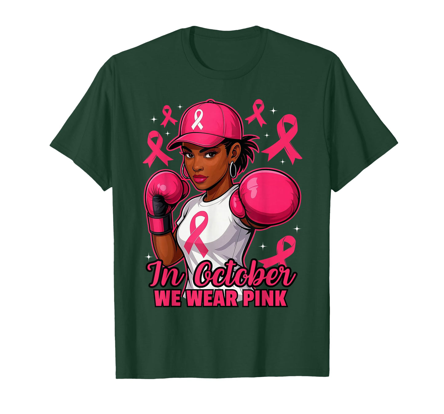 African American Women in October We Wear Pink Breast Cancer T-Shirt
