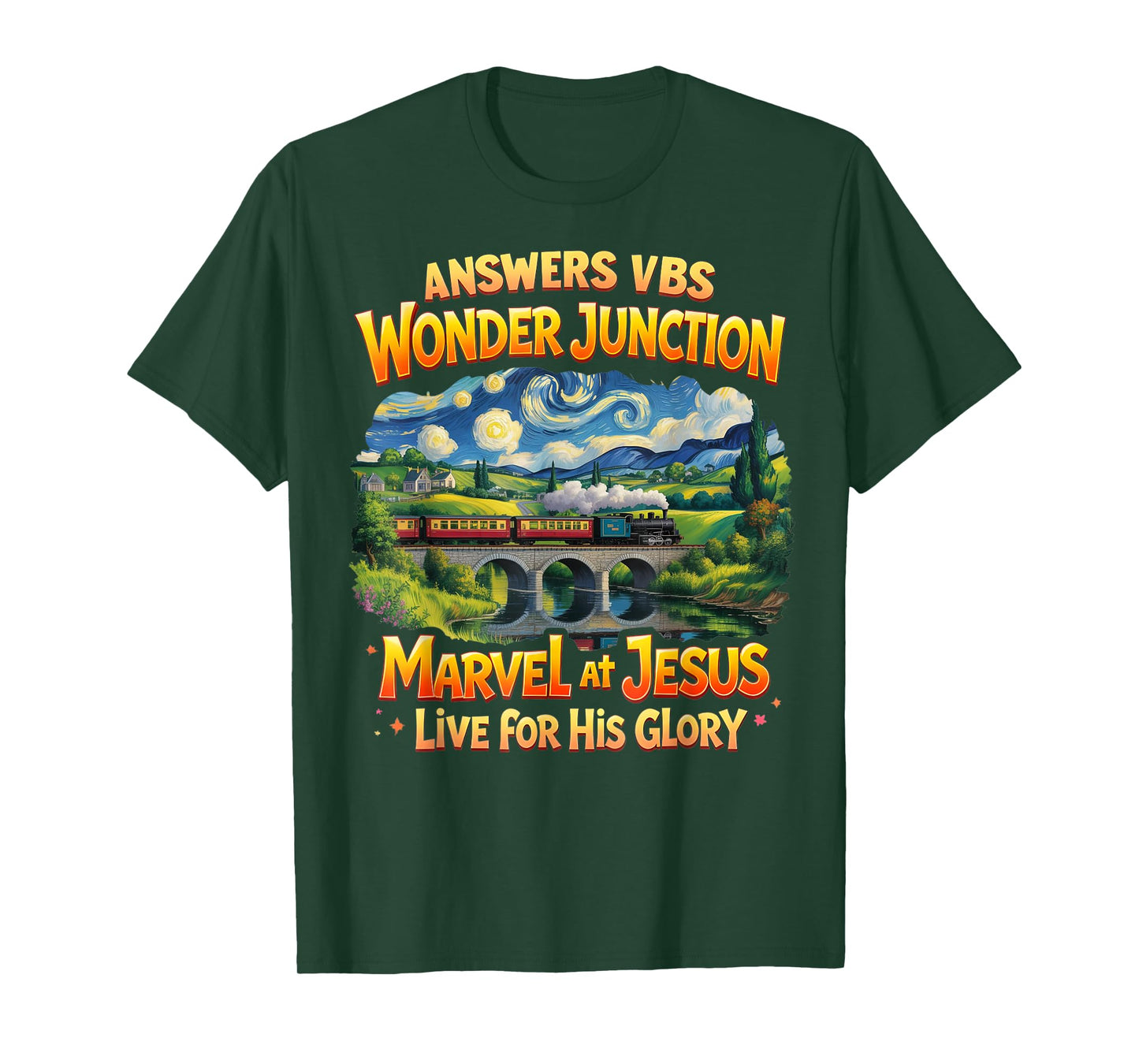 Christian Camp VBS 2025 Wonder His Glory Junction Train T-Shirt