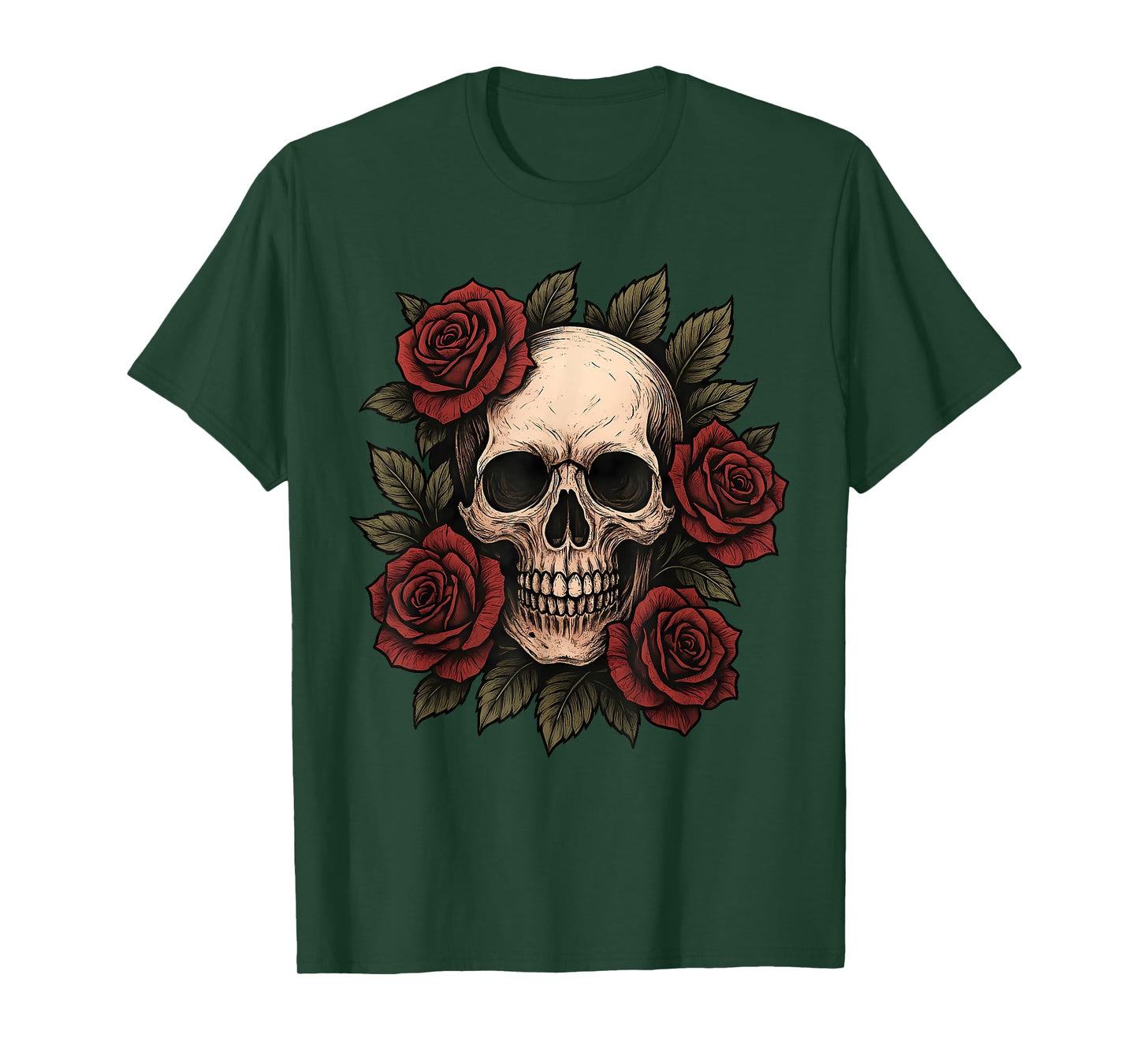 Rose Skeleton Skull Flower Gothic Halloween Costume Floral T-Shirt