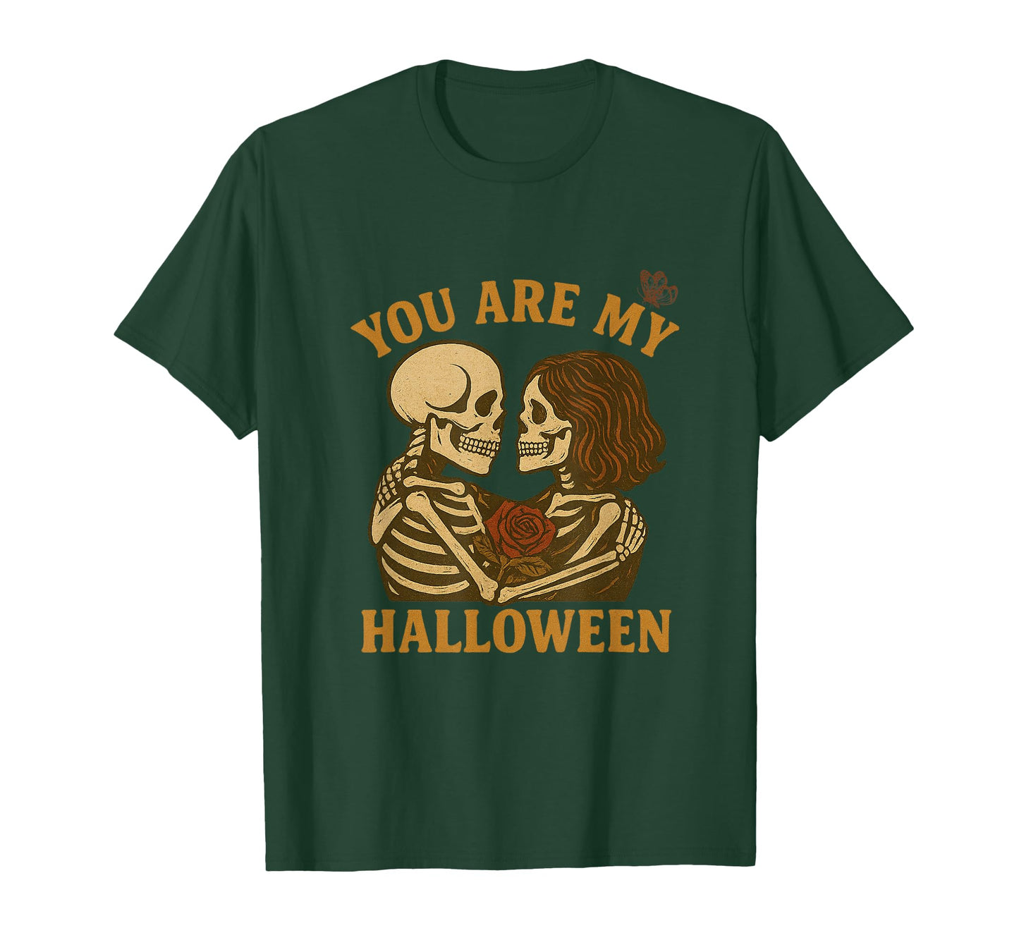 Romance and Funny Halloween Skeleton Love Couple Tee T-Shirt