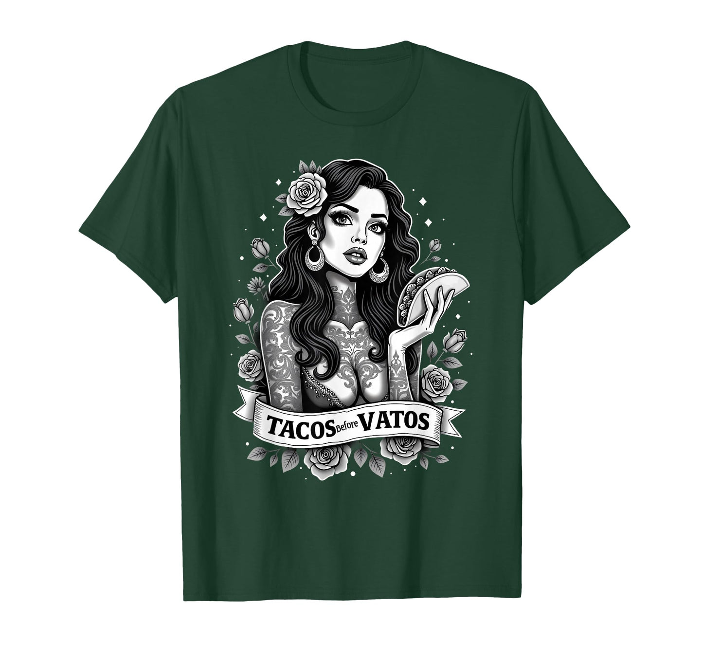 Sarcastic Spanish Mexican Tacos Before Vatos T-Shirt