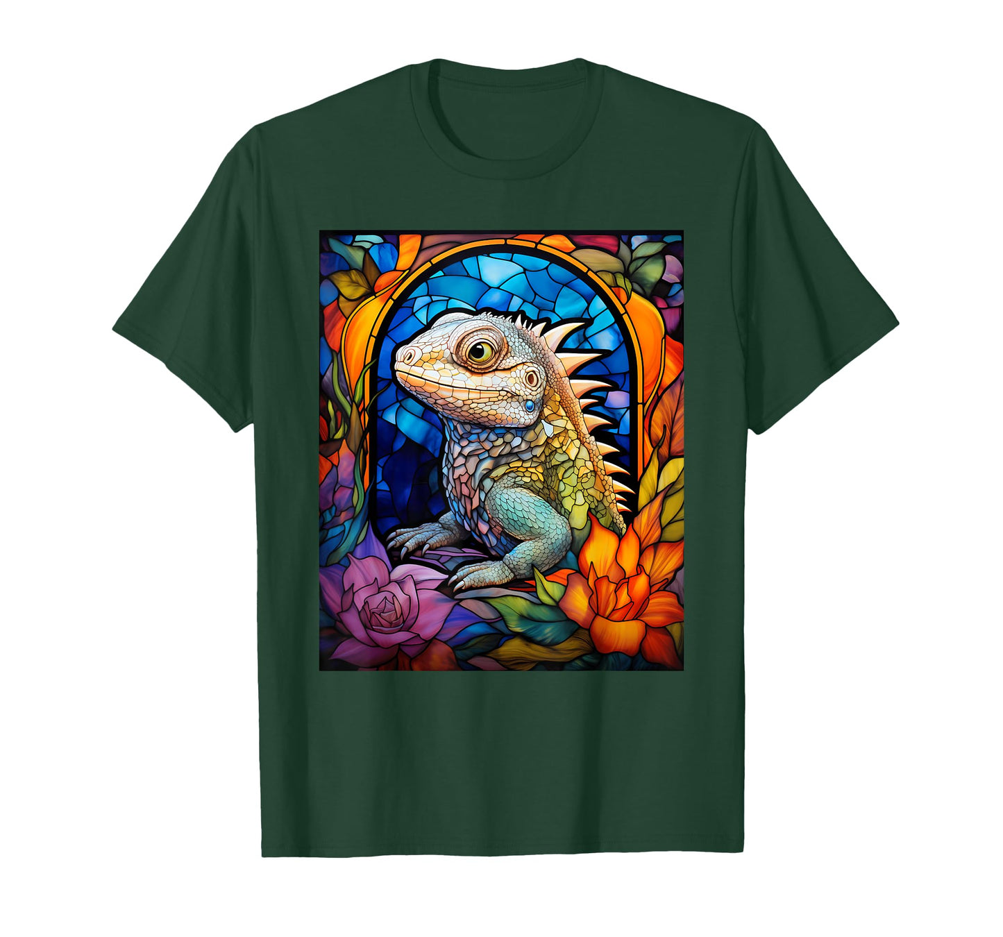 Stained Glass Style Tuatara T-Shirt