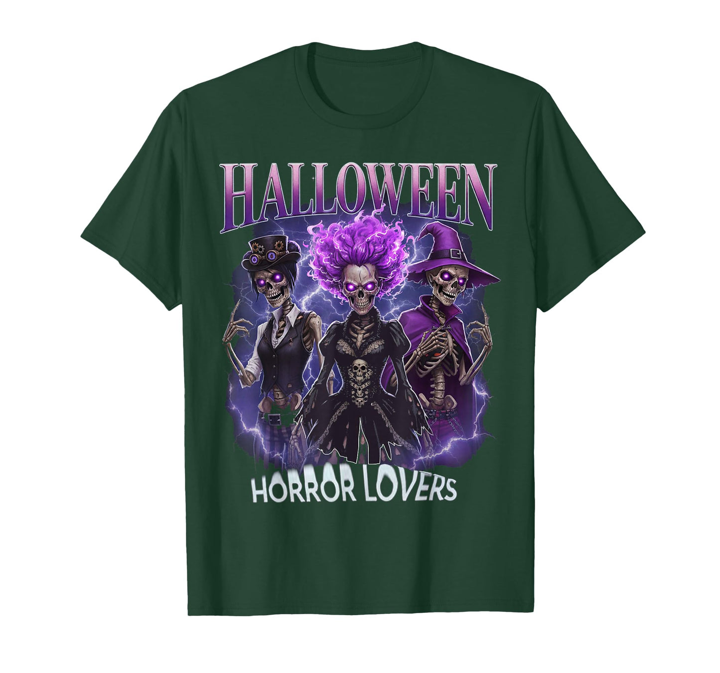 Halloween Skeleton Trio Gothic Horror Witch Ghost Lover T-Shirt
