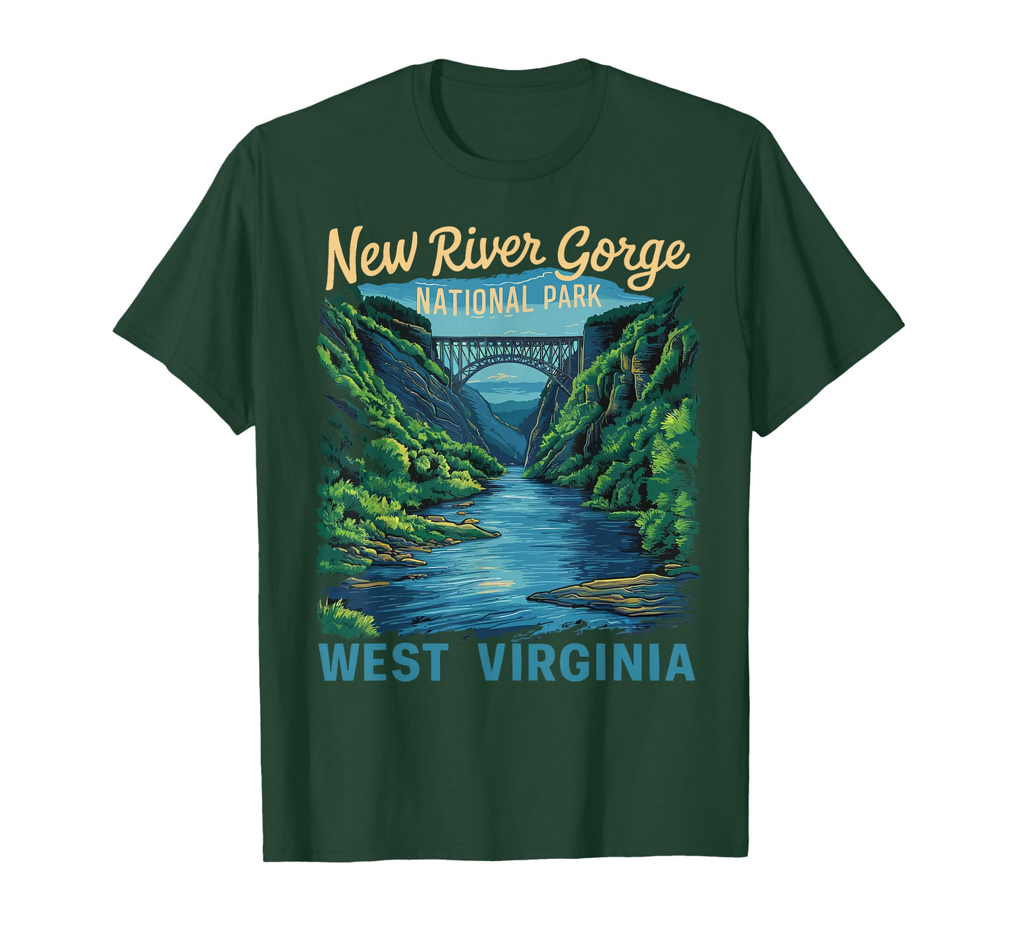 New River Gorge National Park Bridge Rafting Hiking Vintage T-Shirt