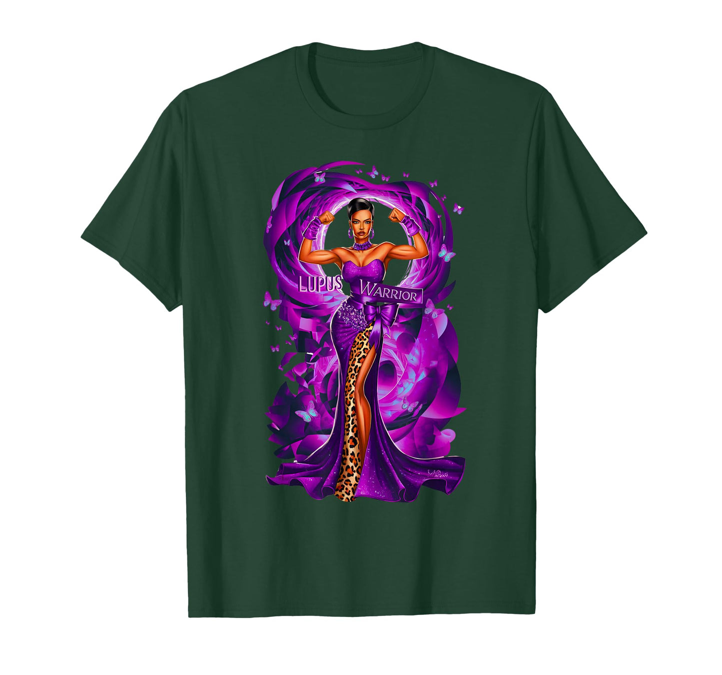 African American Black Woman Lupus Warrior Purple Ribbon Mom T-Shirt