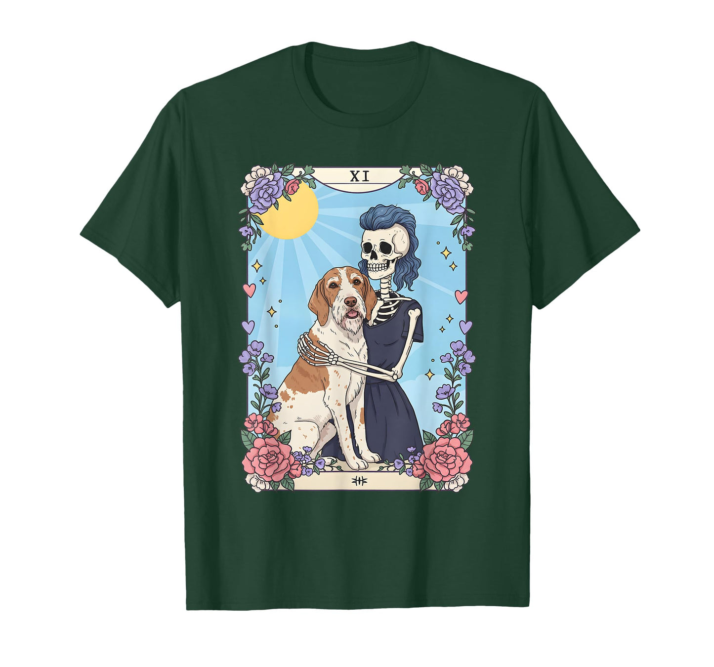Spinone Italiano Tarot Card Halloween Costume Skeleton Retro T-Shirt