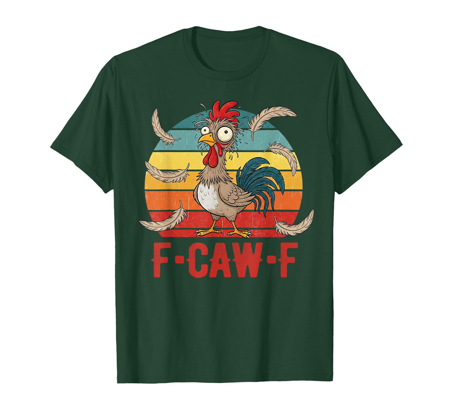 Funny F-Caw-F Chicken Rooster Pun Meme Dark Humor Sunset T-Shirt