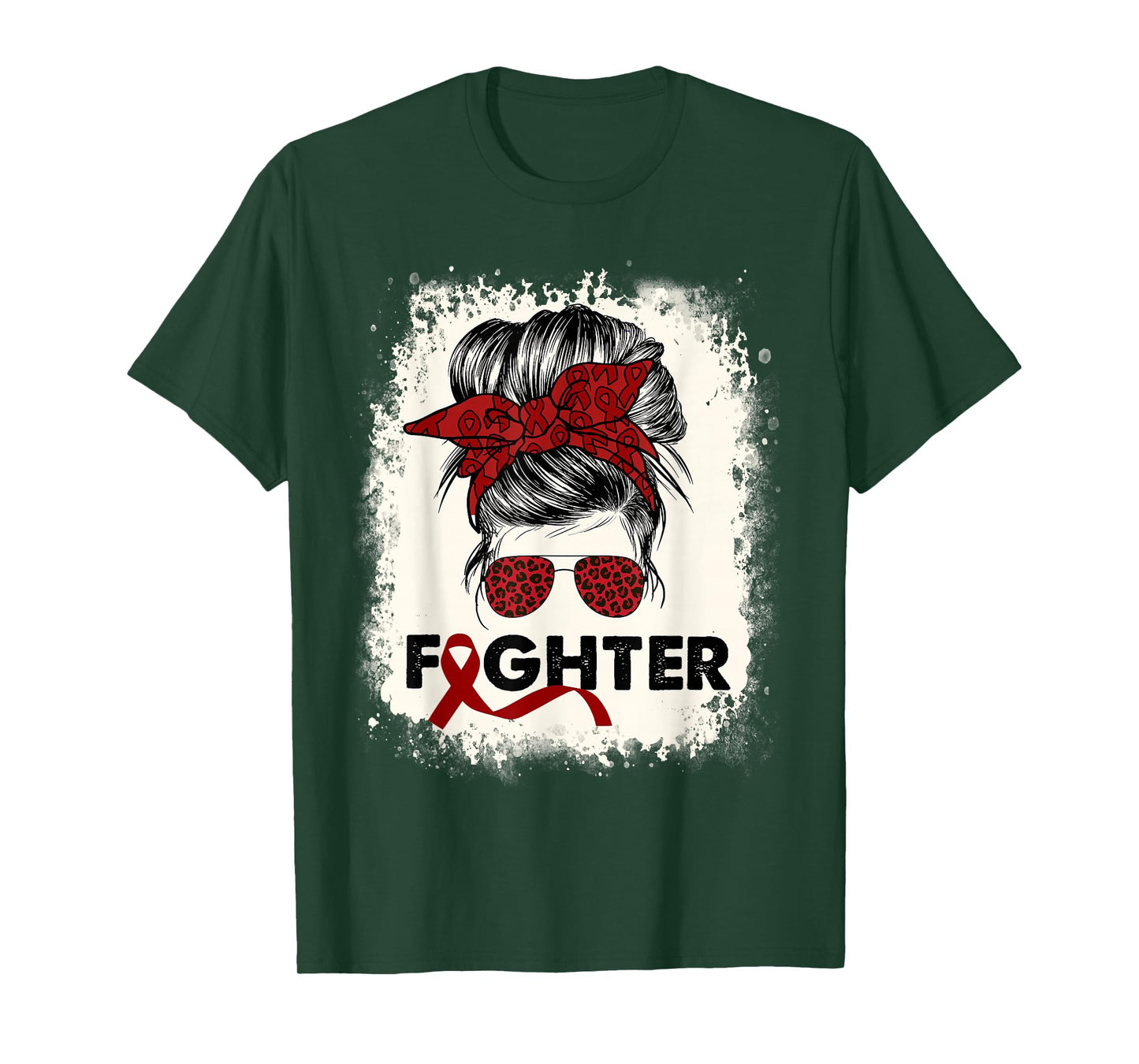 Fighter Multiple Myeloma Cancer Awareness Burgundy Messy Bun T-Shirt