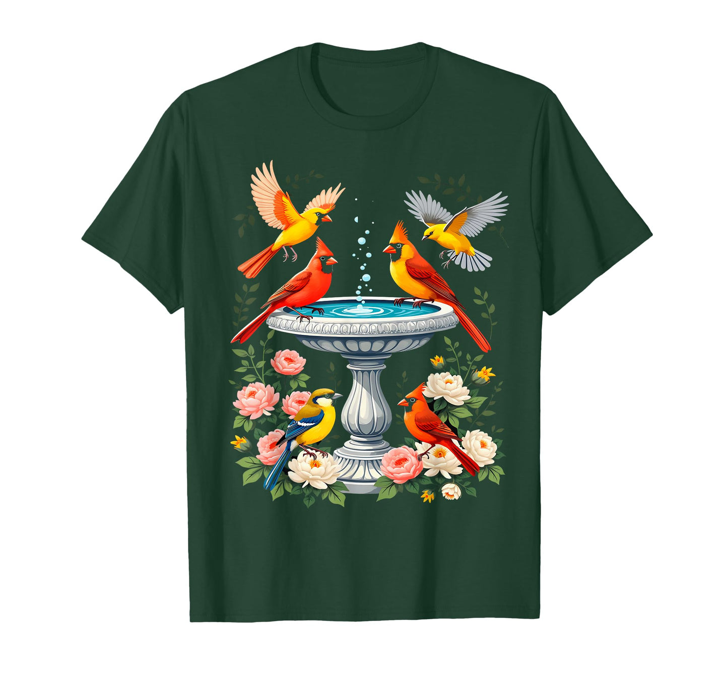 Colorful Birds Branches Nature T-Shirt