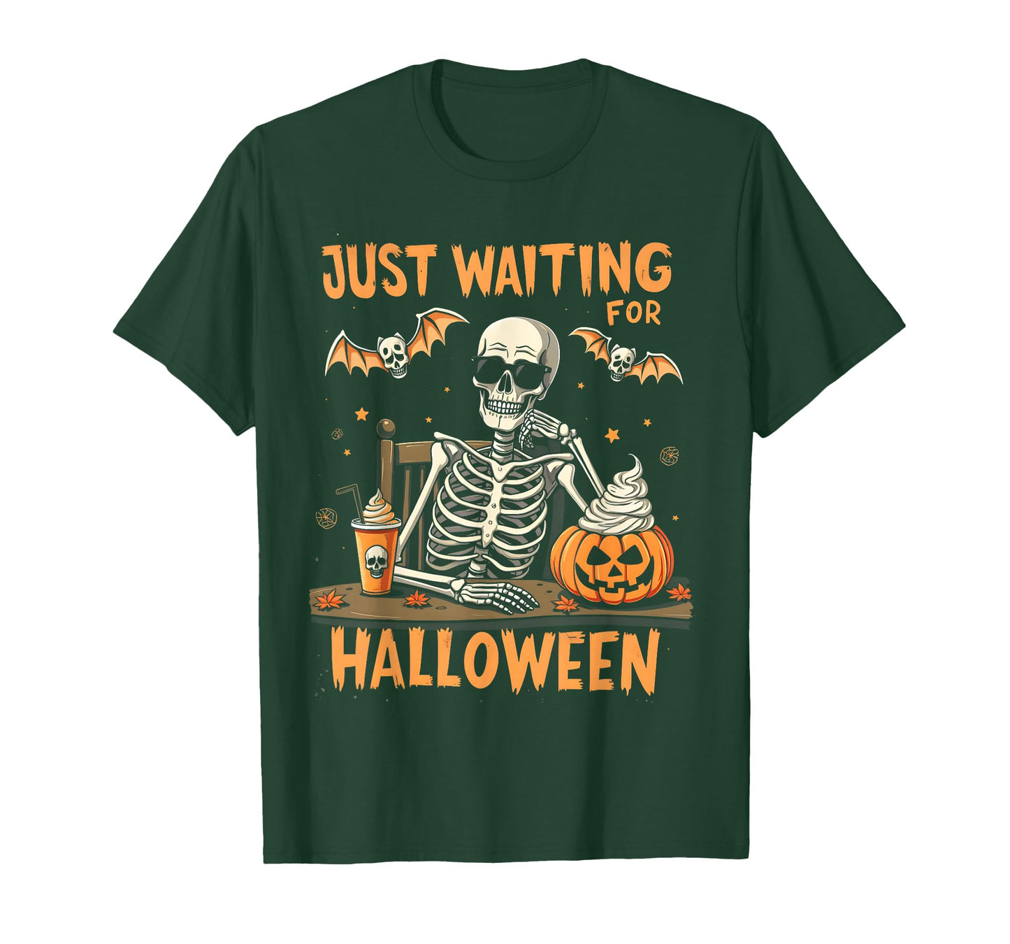 Jack O Lantern Just Waiting for Halloween Funny Skeleton T-Shirt