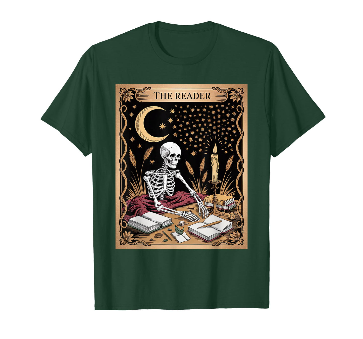 The Reader Tarot Card Skeleton Reading Book T-Shirt