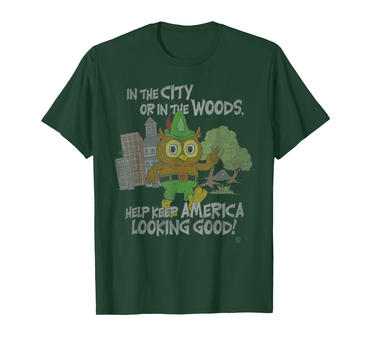 Woodsy Owl Keep America Looking Good Distressed and Faded T-Shirt