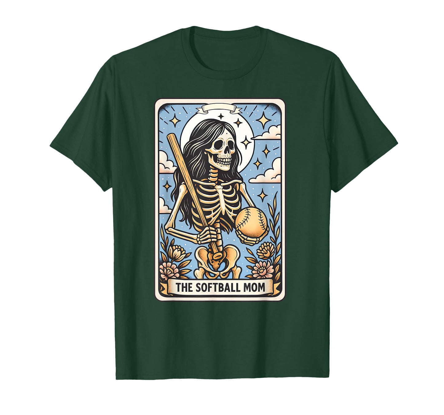 Softball Mom Tarot Card Skeleton Softball Mama Witchy Vibes T-Shirt