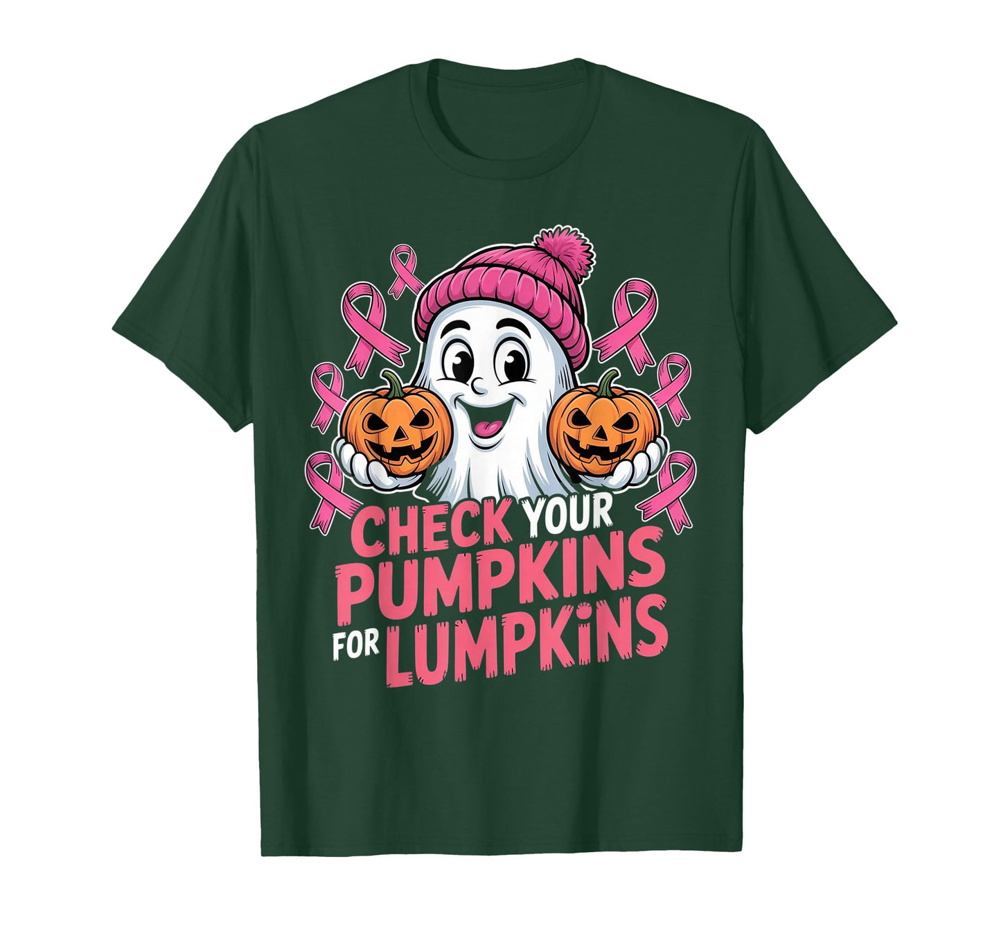 Check Your Pumpkins for Lumpkins Halloween Breast Cancer T-Shirt