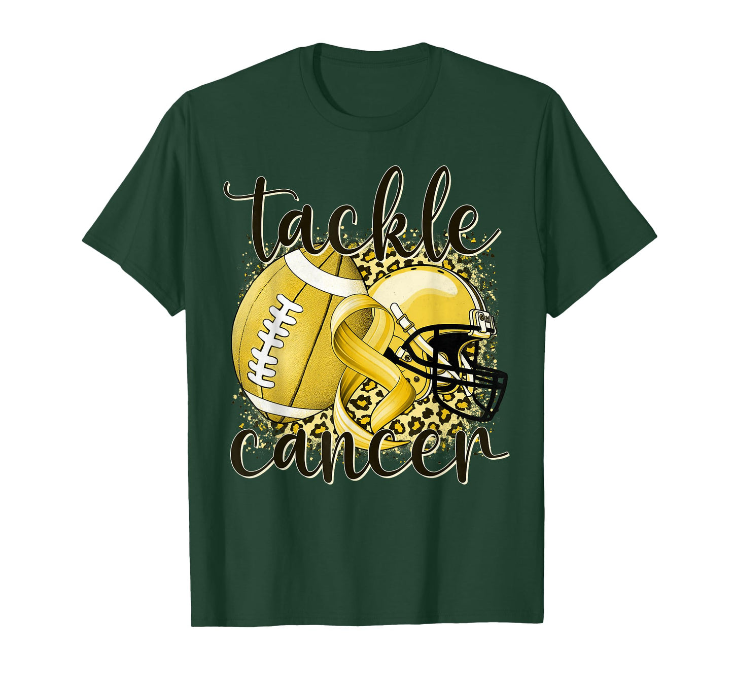 Tackle Childhood Cancer Football Lover Warrior Gold Ribbon T-Shirt