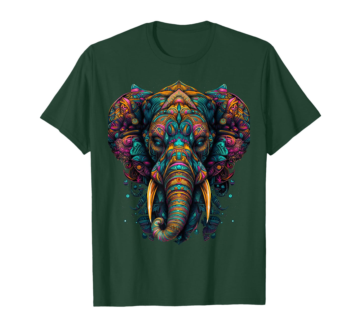 Colorful Elephant | Psychedelic Art Trippy Hippie Men Women T-Shirt