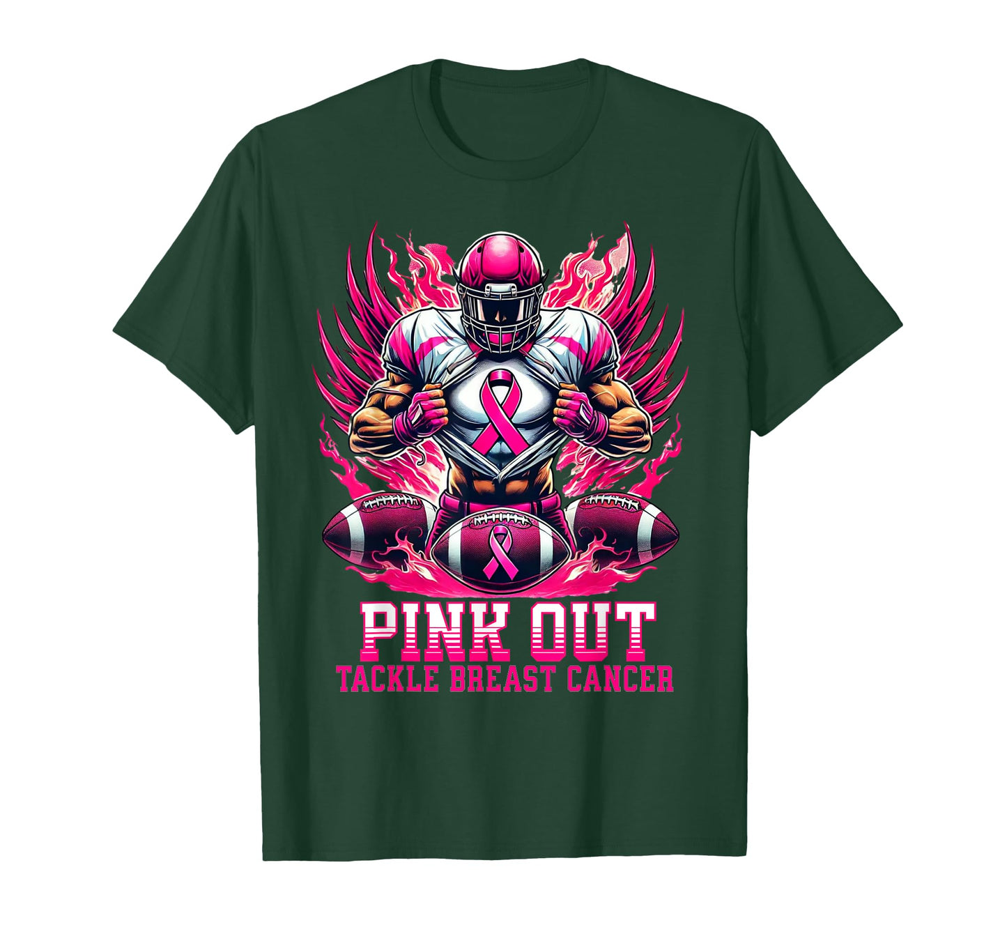 Pink Out Tackle Breast Cancer Awareness American Football T-Shirt